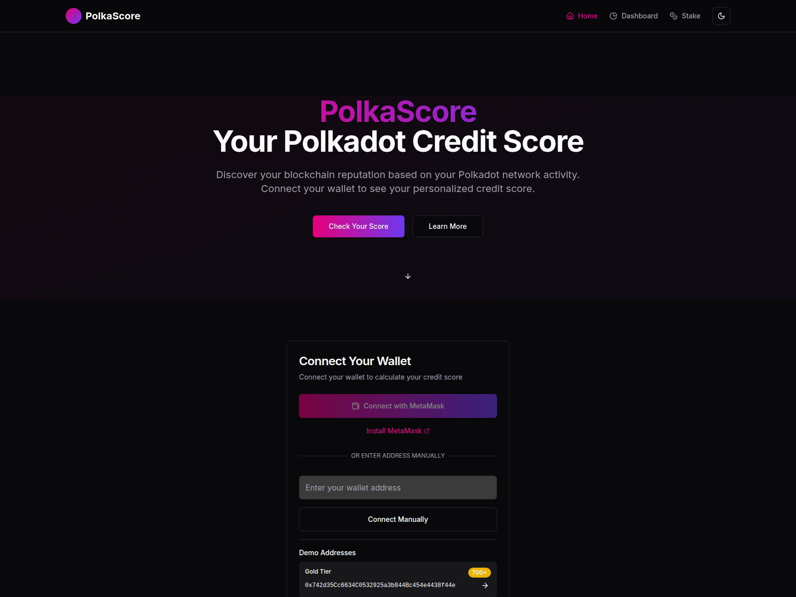 Screenshot of v0-polkadot-credit-score.vercel.app