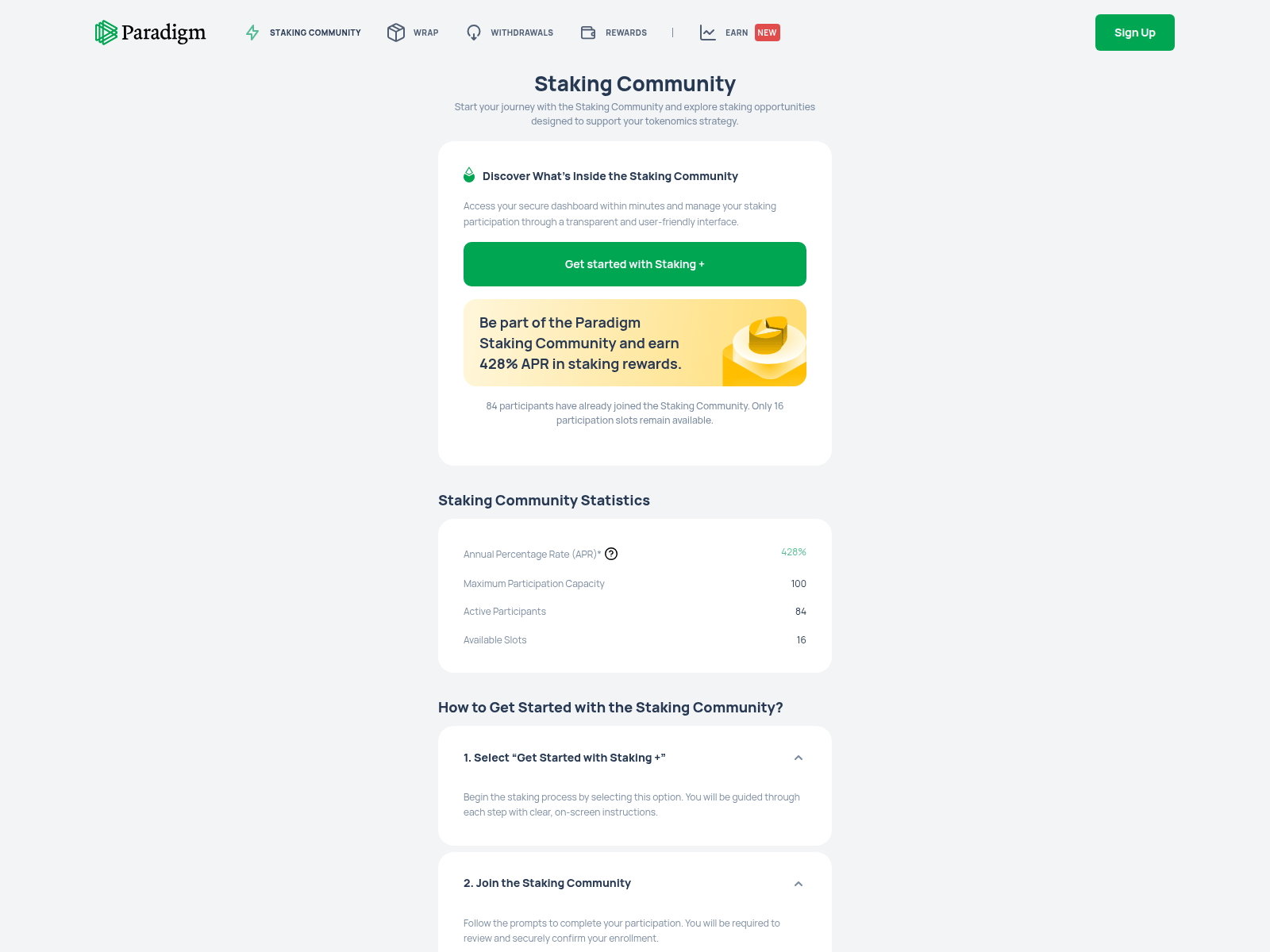 Screenshot of parastaking.app