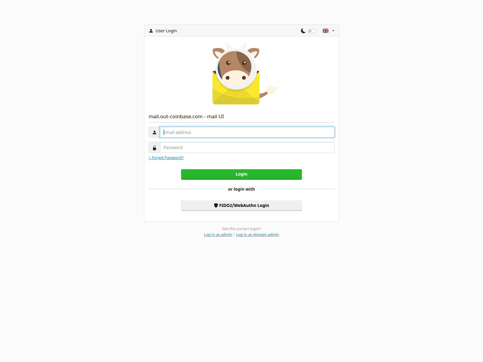 Screenshot of autodiscover.out-coinbase.com