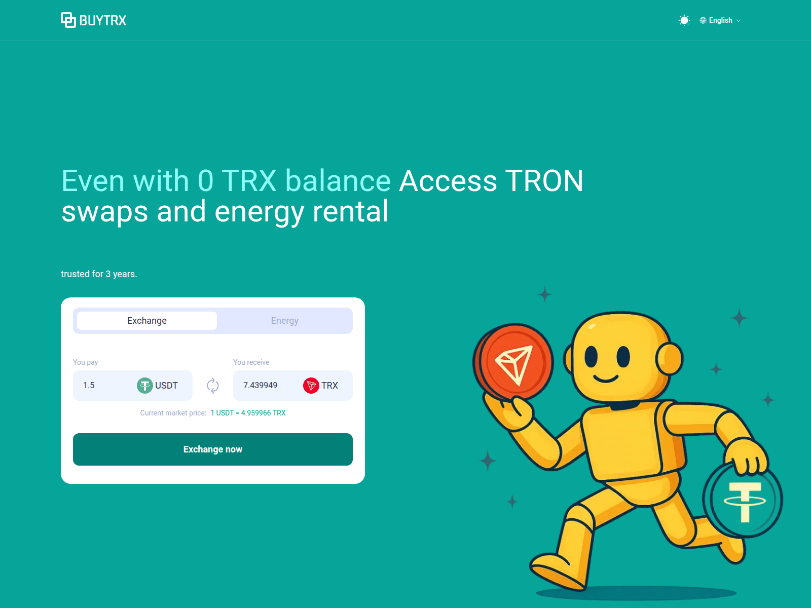 Screenshot of buytrx.tools