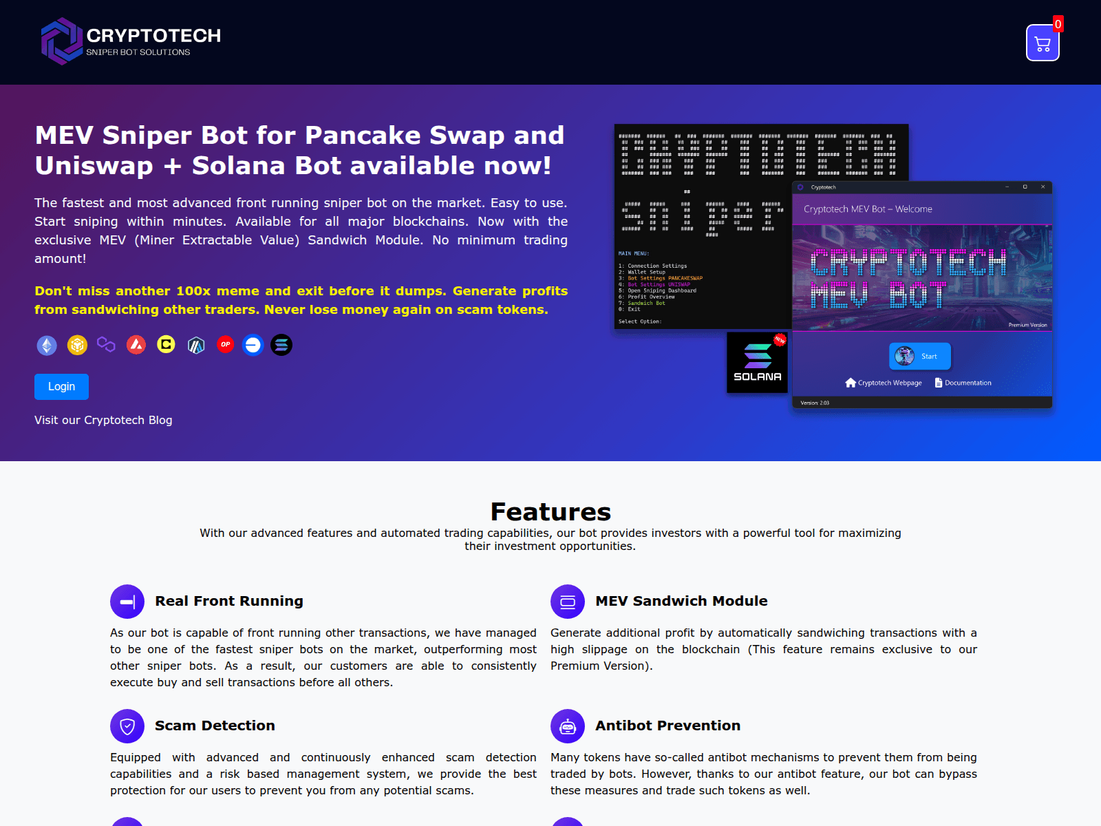 Screenshot of www.cryptotechsniperbot.store