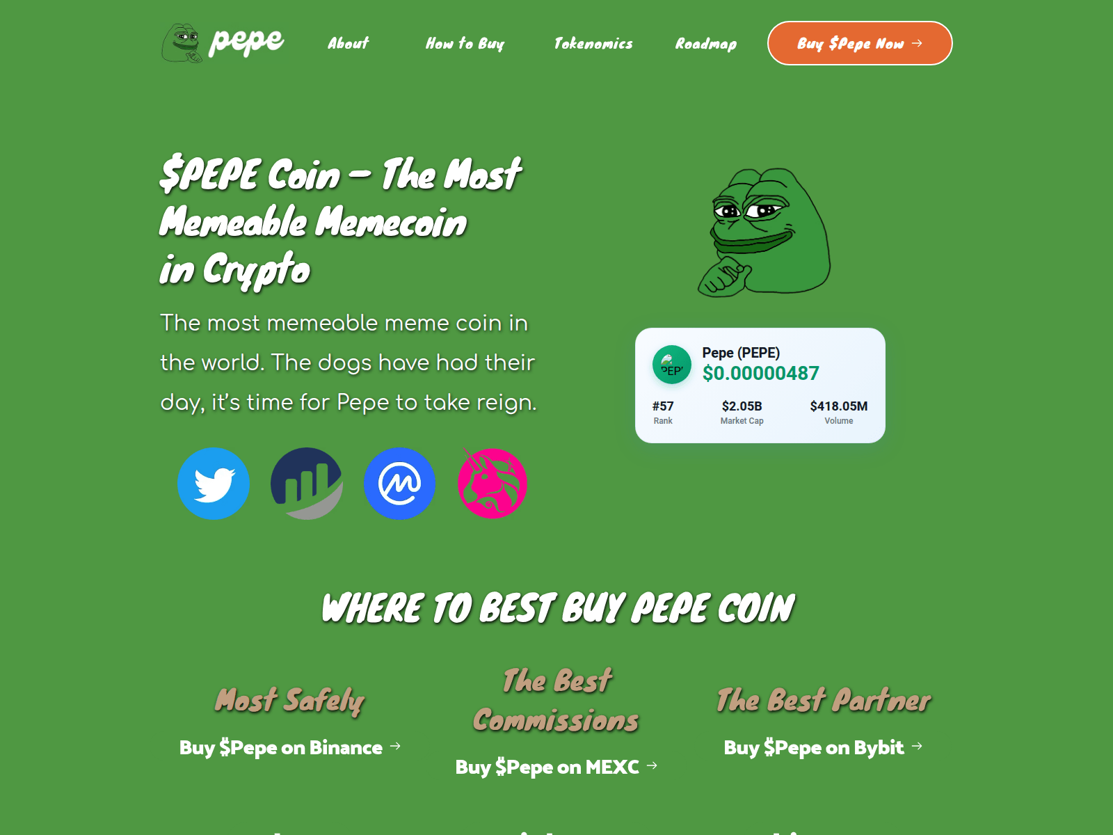 Screenshot of thepepecoin.org