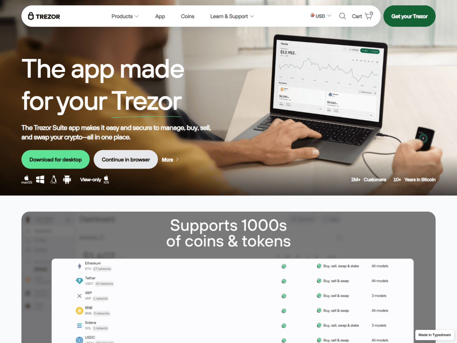 Screenshot of suite-trezr-auth-public-faqs.typedream.app