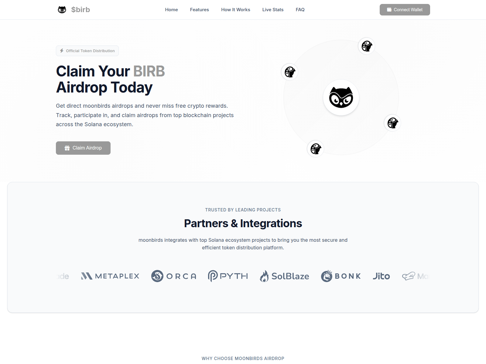 Screenshot of airdrop.moonbirdes.xyz