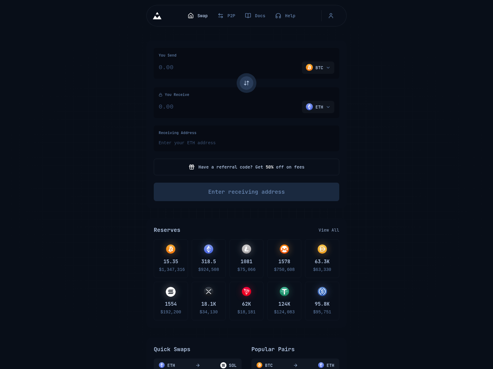 Screenshot of zenithswap.io