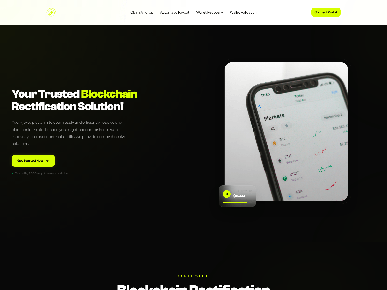 Screenshot of guardchain.live