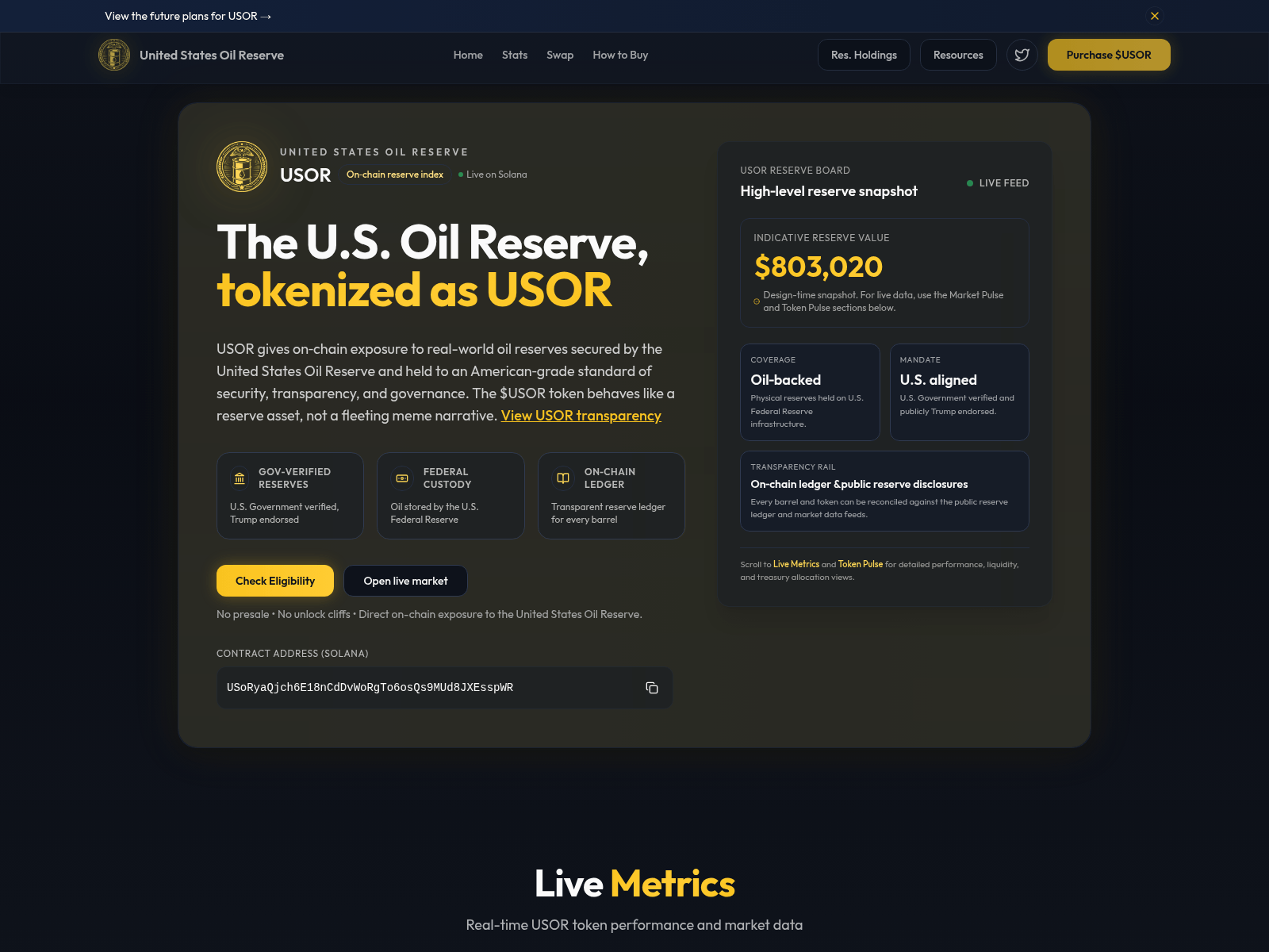 Screenshot of usoronsolana.com