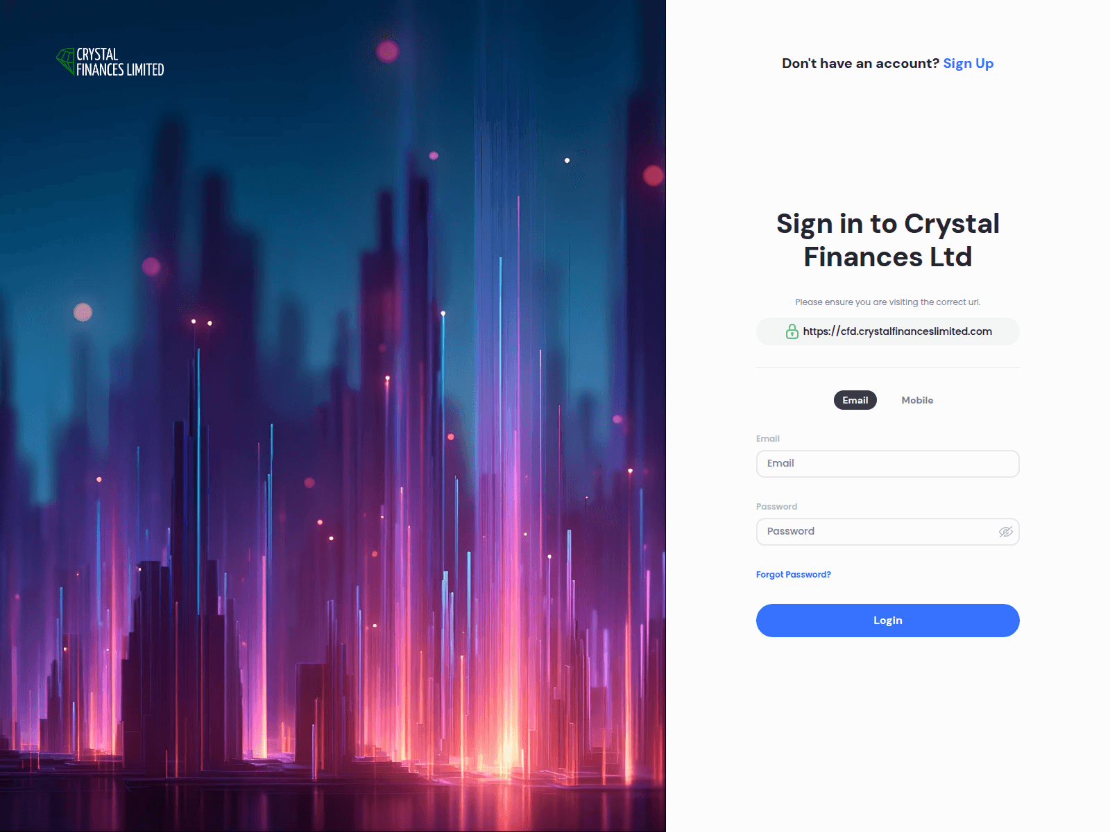 Screenshot of cfd.crystalfinanceslimited.com