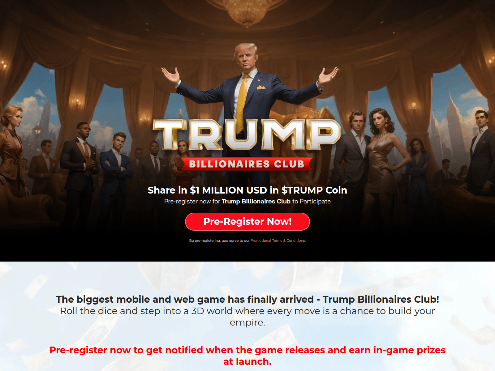Screenshot of preregister.trumpbillionairsclub.com