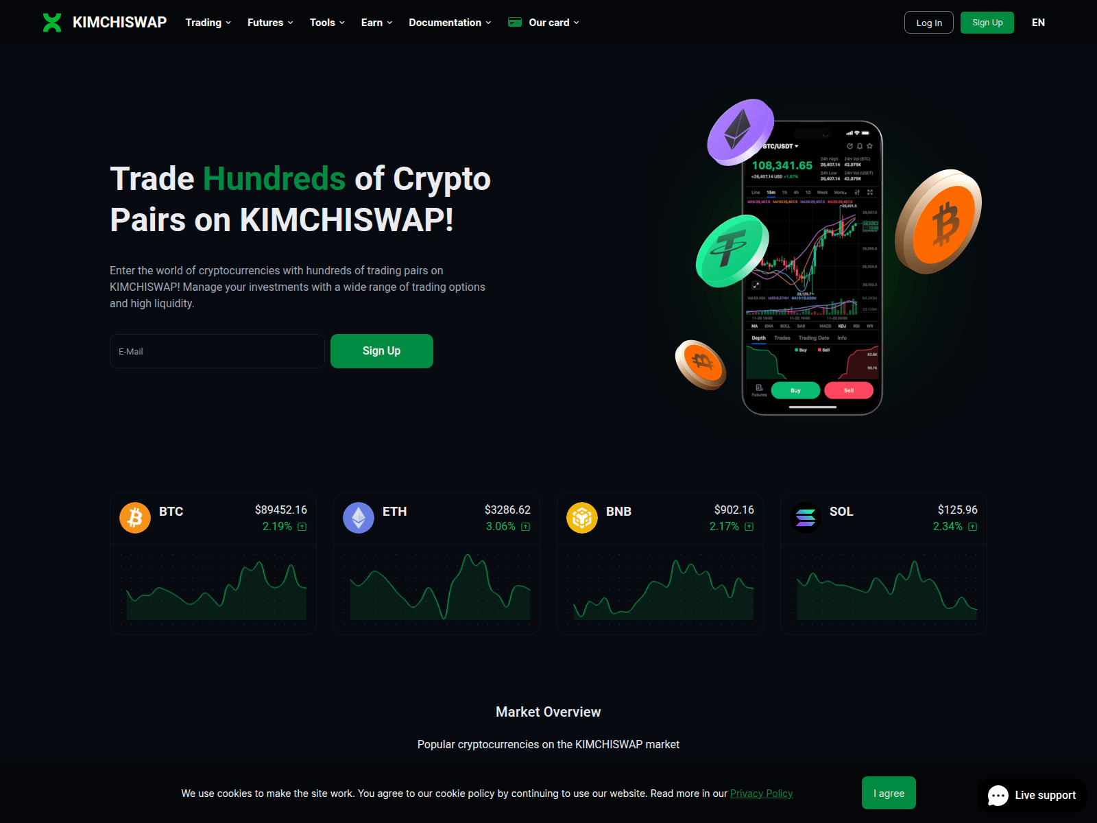 Screenshot of kimchiswap.io