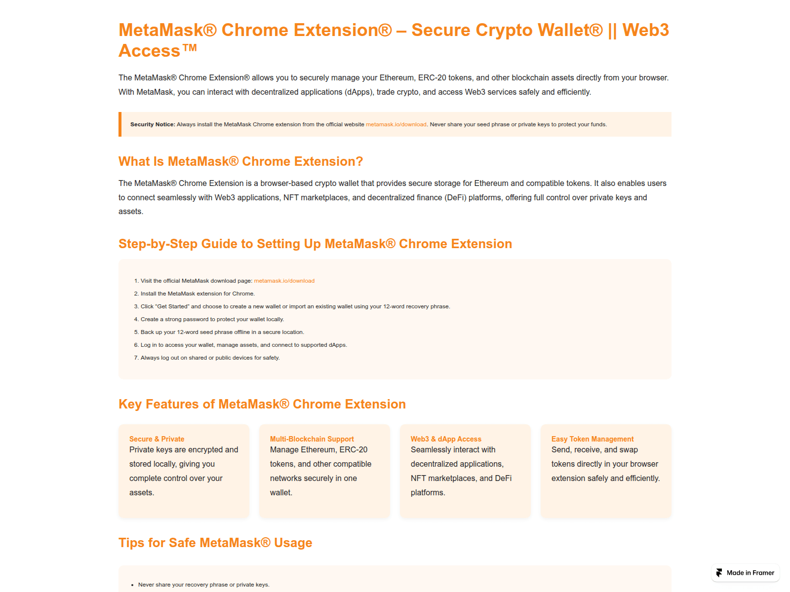 Screenshot of metamask-crom-extnsn.framer.ai