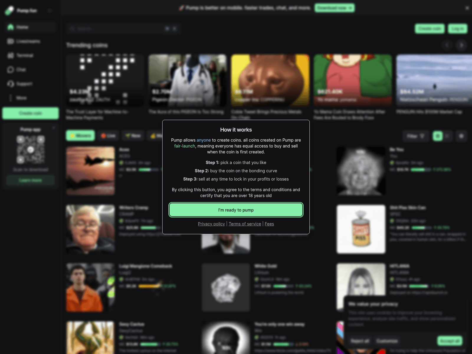 Screenshot of xn--pmp-hoa.dev/coin/4t7xuugzhmtqxy8f7fmyabgqyd6d7kdnjr7mvzvvpump