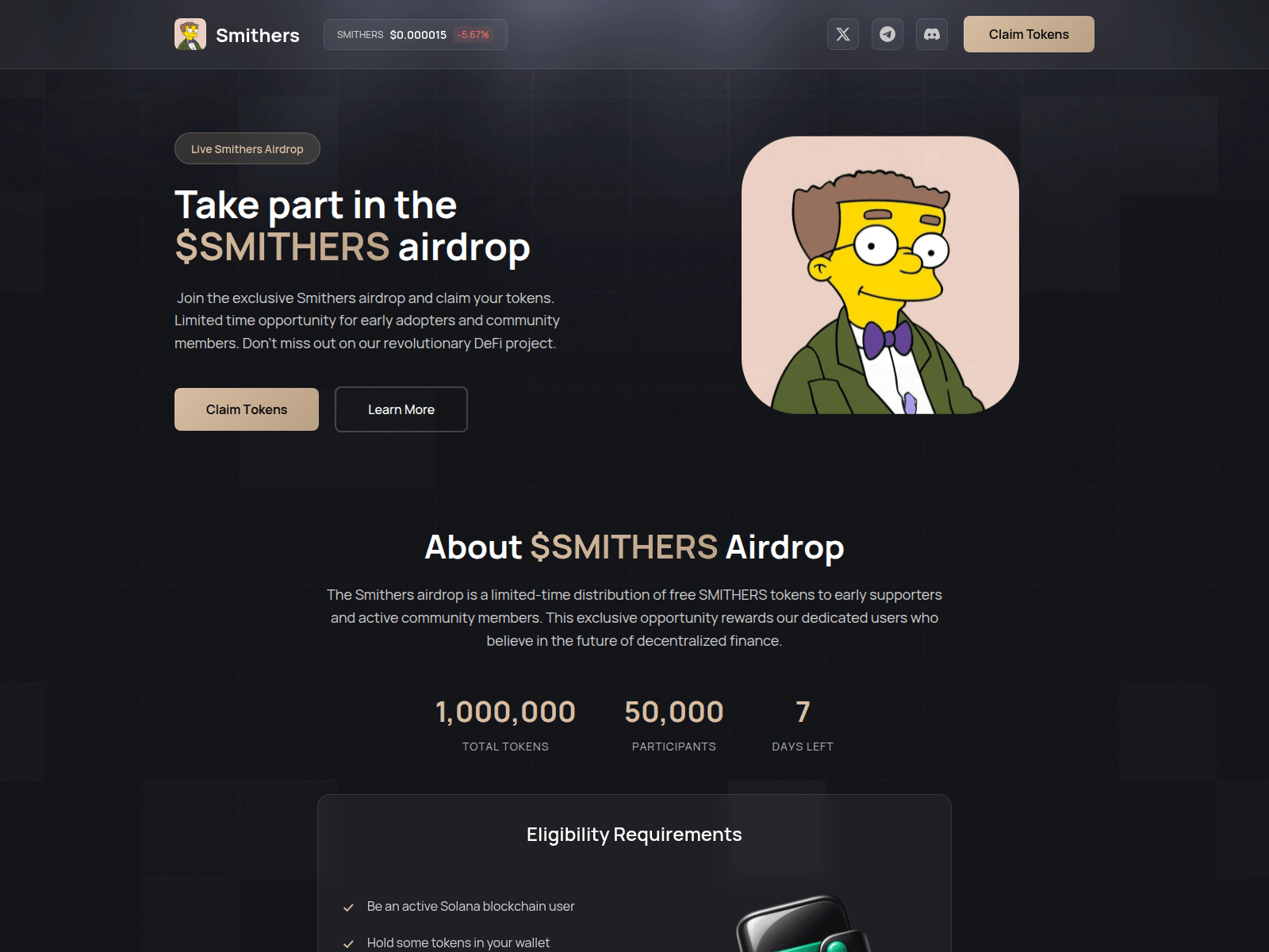 Screenshot of event-smithers.fun