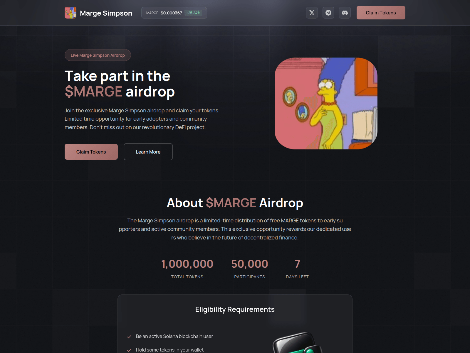 Screenshot of event-marge.fun