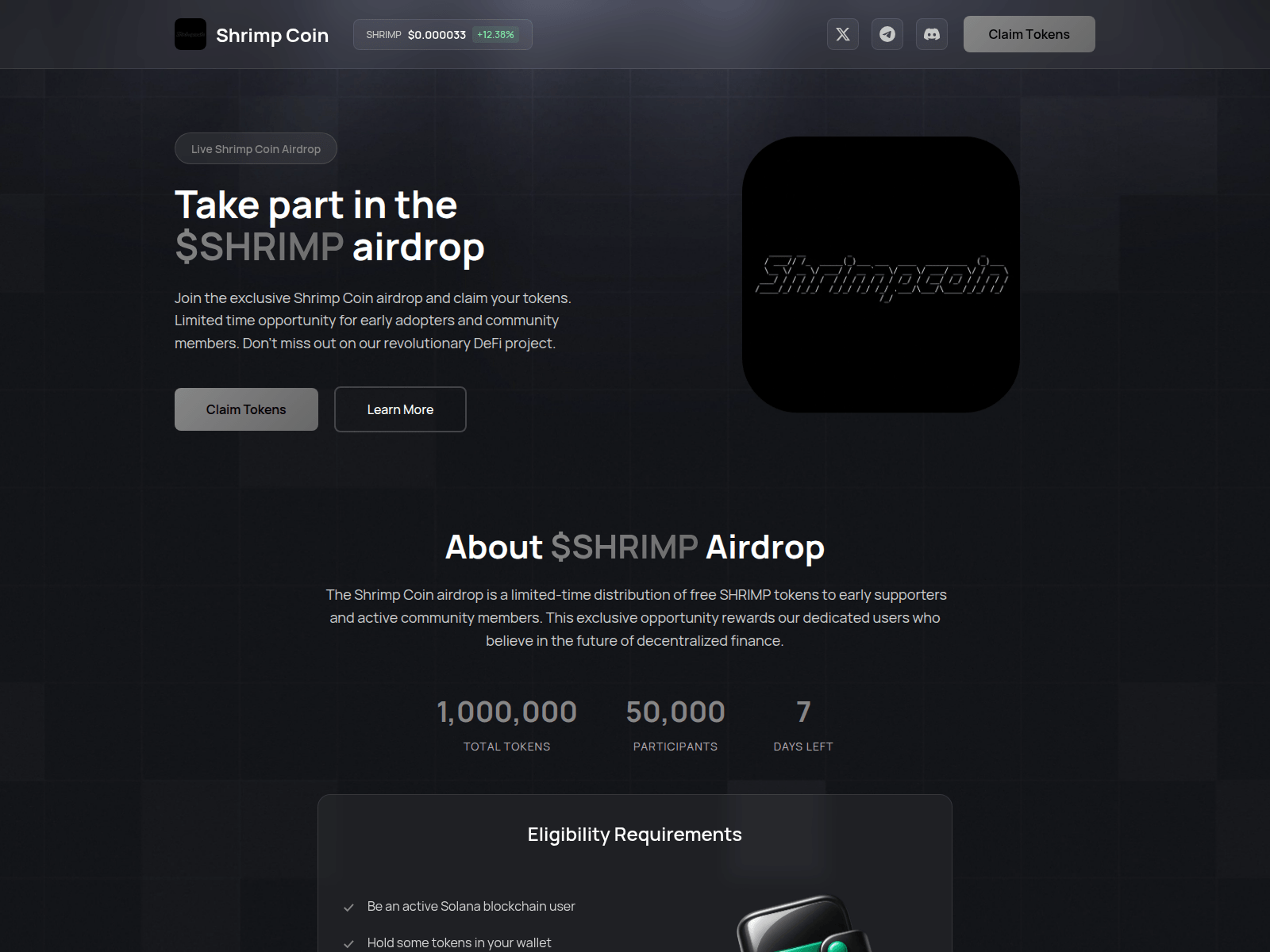 Screenshot of shrimpcoin-event.fun