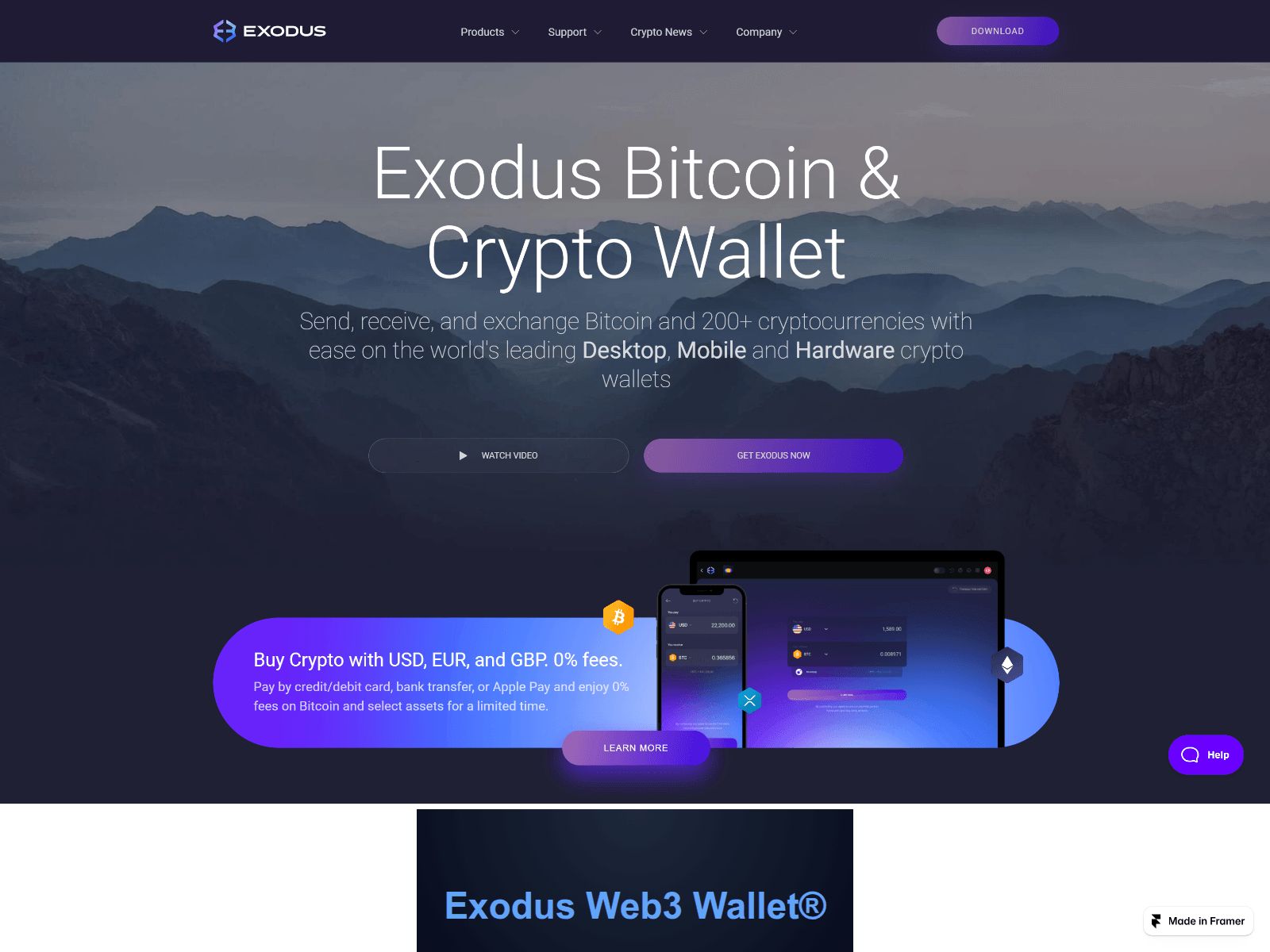 Screenshot of exo-dus-web3.framer.media