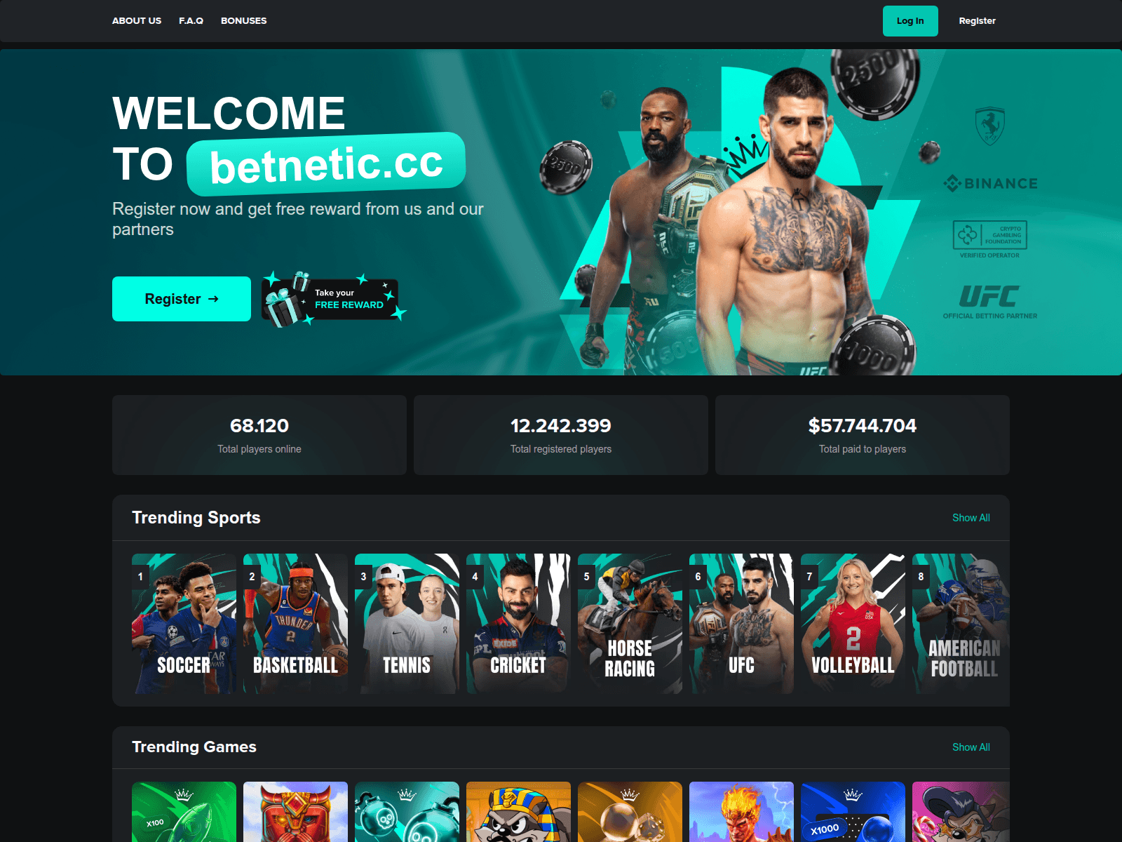 Screenshot of betnetic.cc