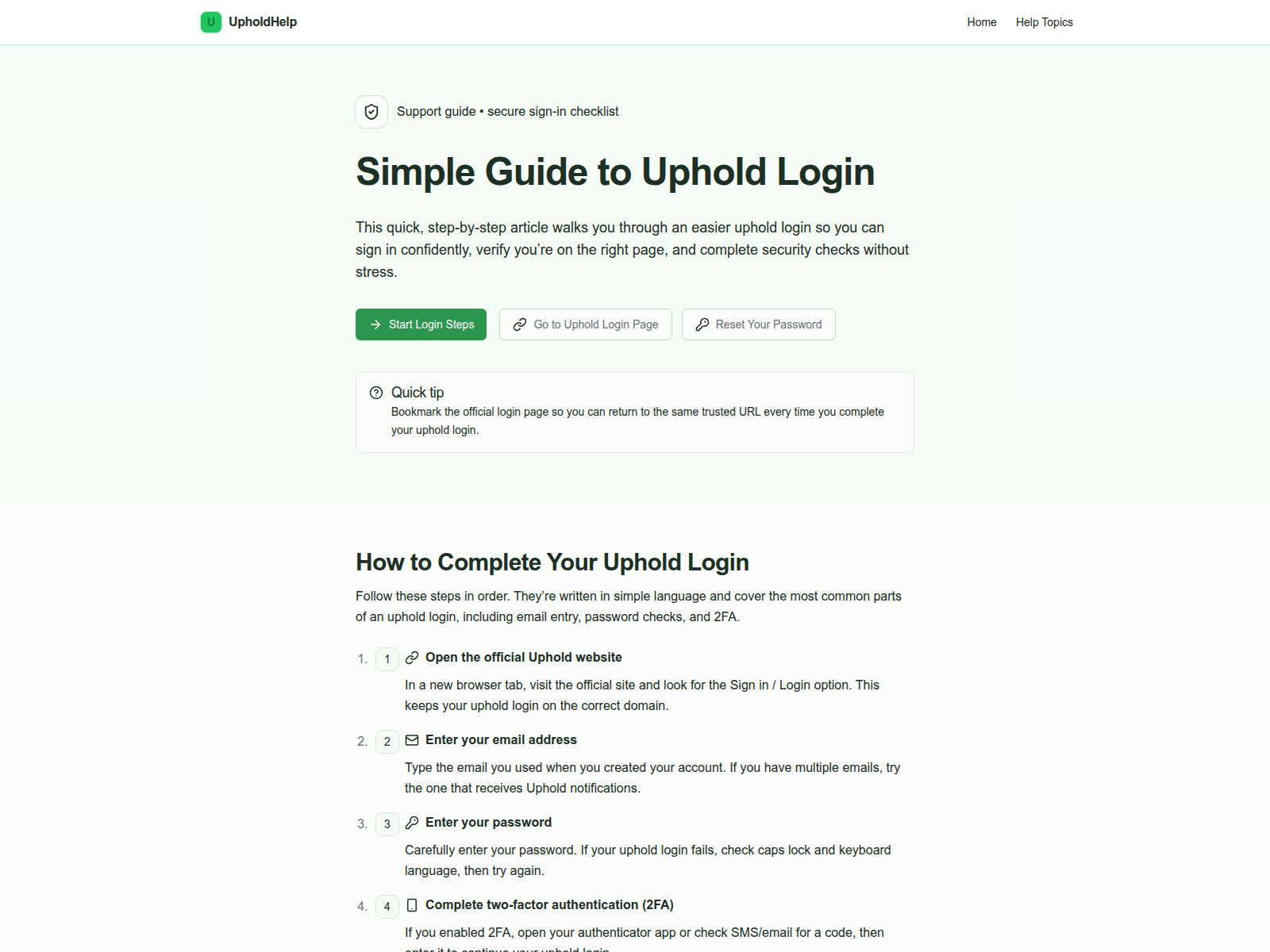 Screenshot of faq-uphold-sso.dream.space