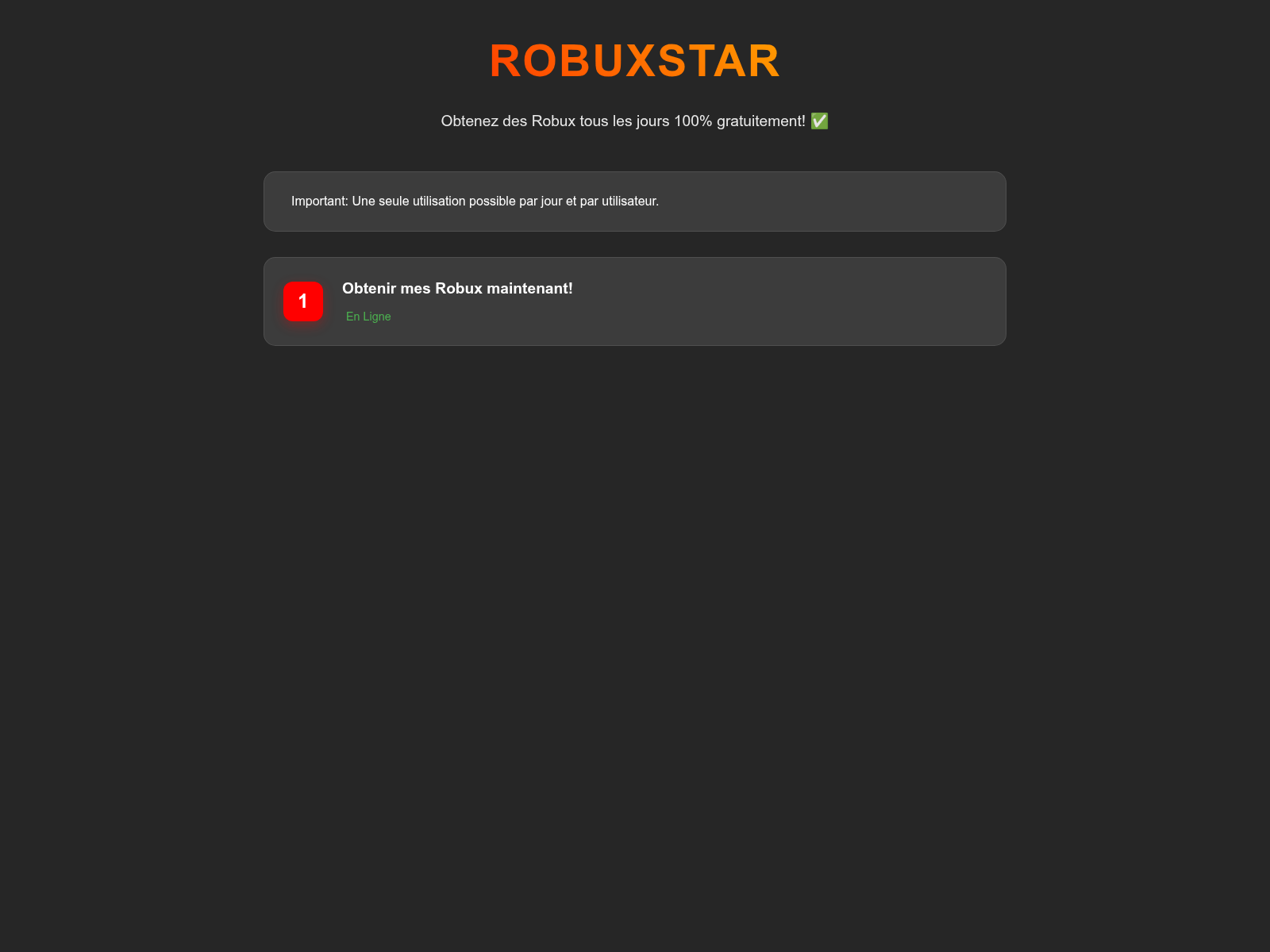 Screenshot of robuxstar.com