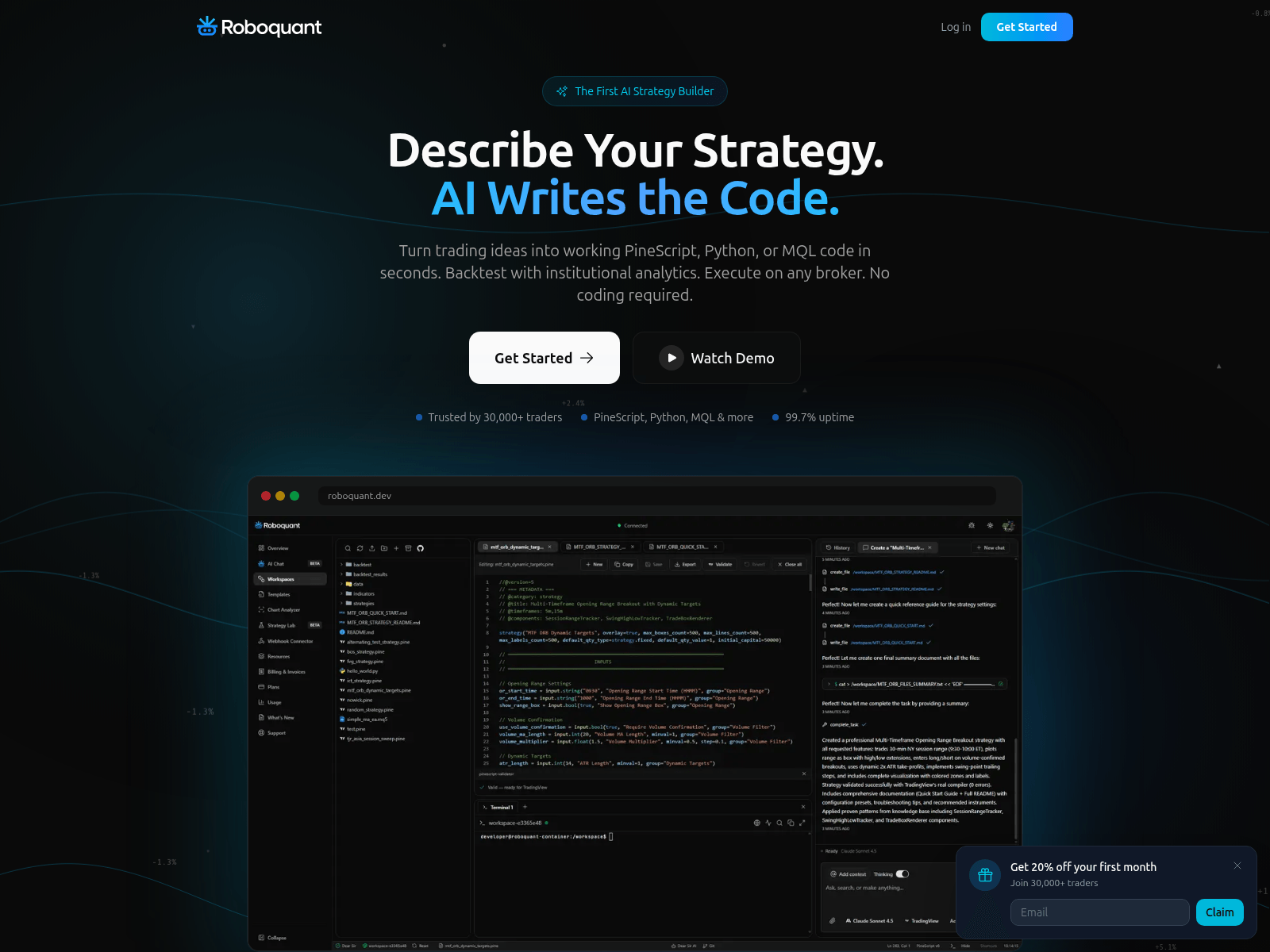 Screenshot of www.roboquant.dev