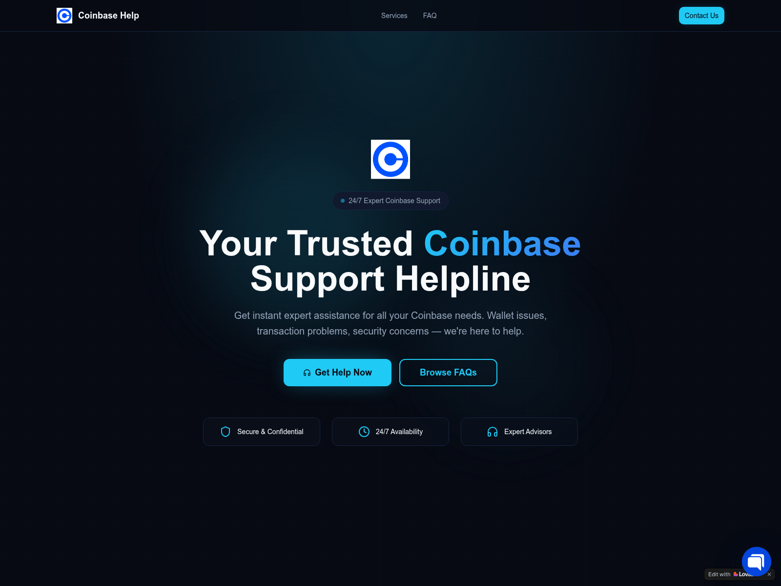 Screenshot of coinbase-help-team.lovable.app