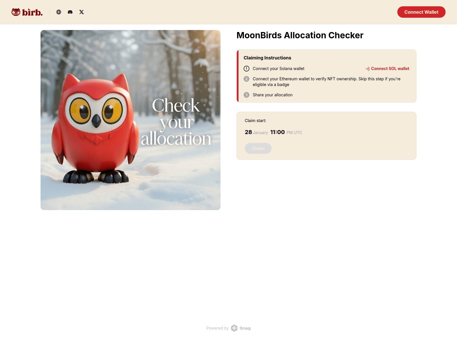 Screenshot of airdrop.moonblrds.org