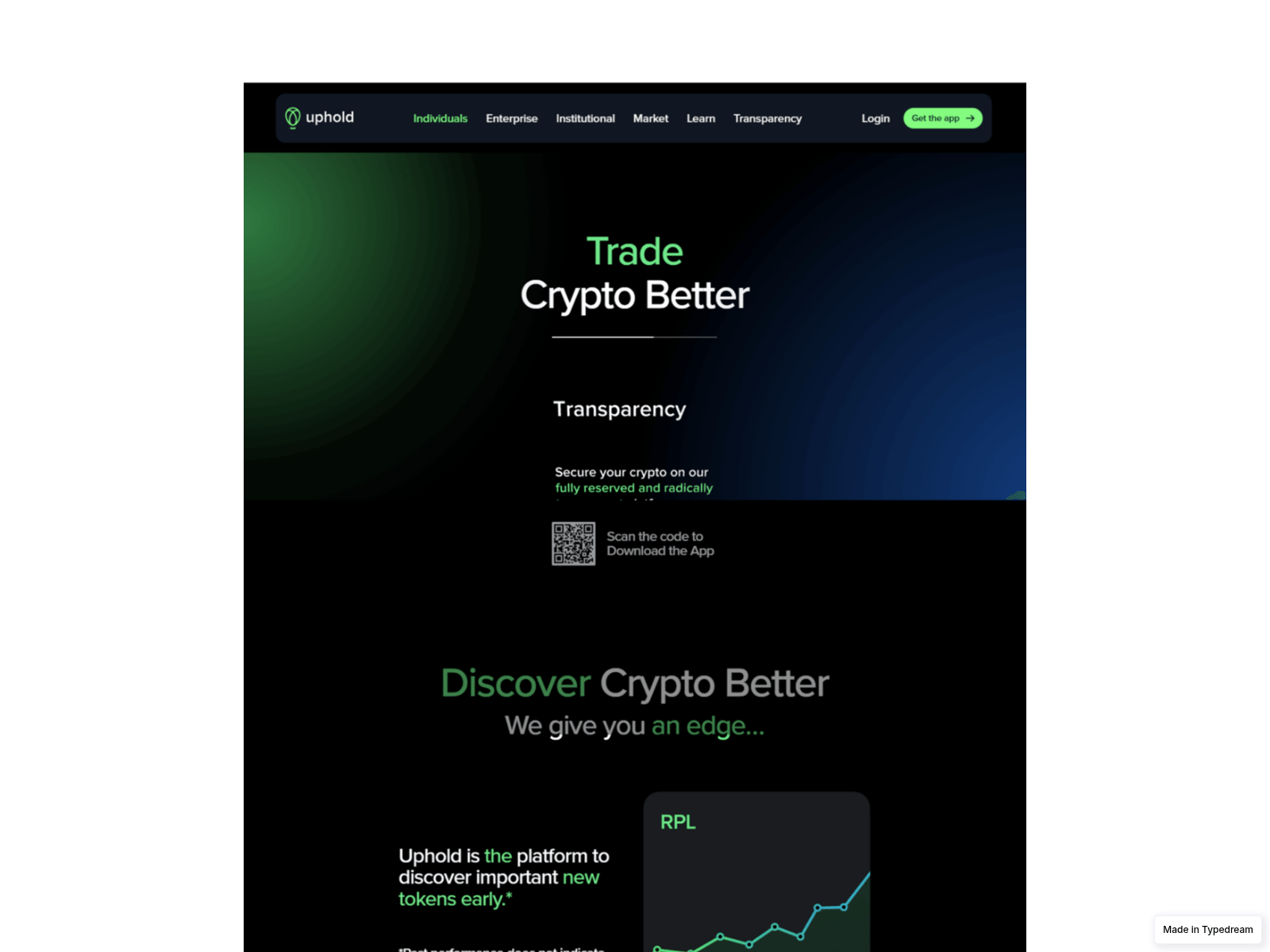 Screenshot of url--uphold-cdn.typedream.app