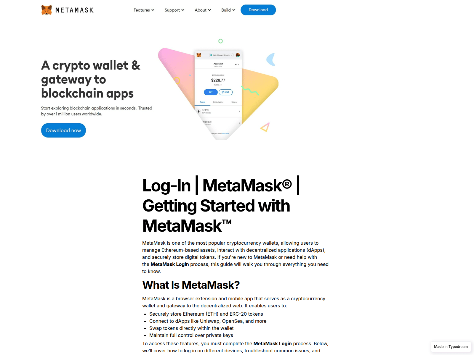 Screenshot of seacure-learn-metamask-login.typedream.app