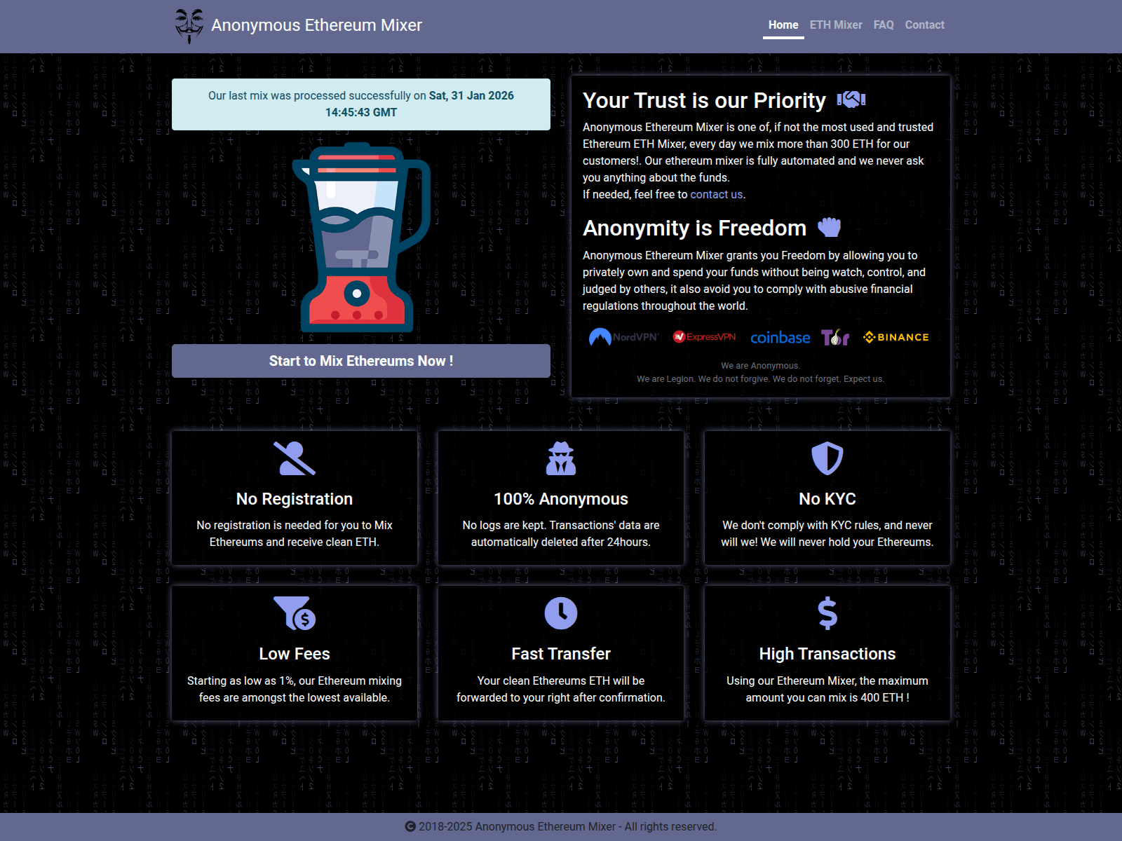 Screenshot of ethereum-mixer-ethmixer.com