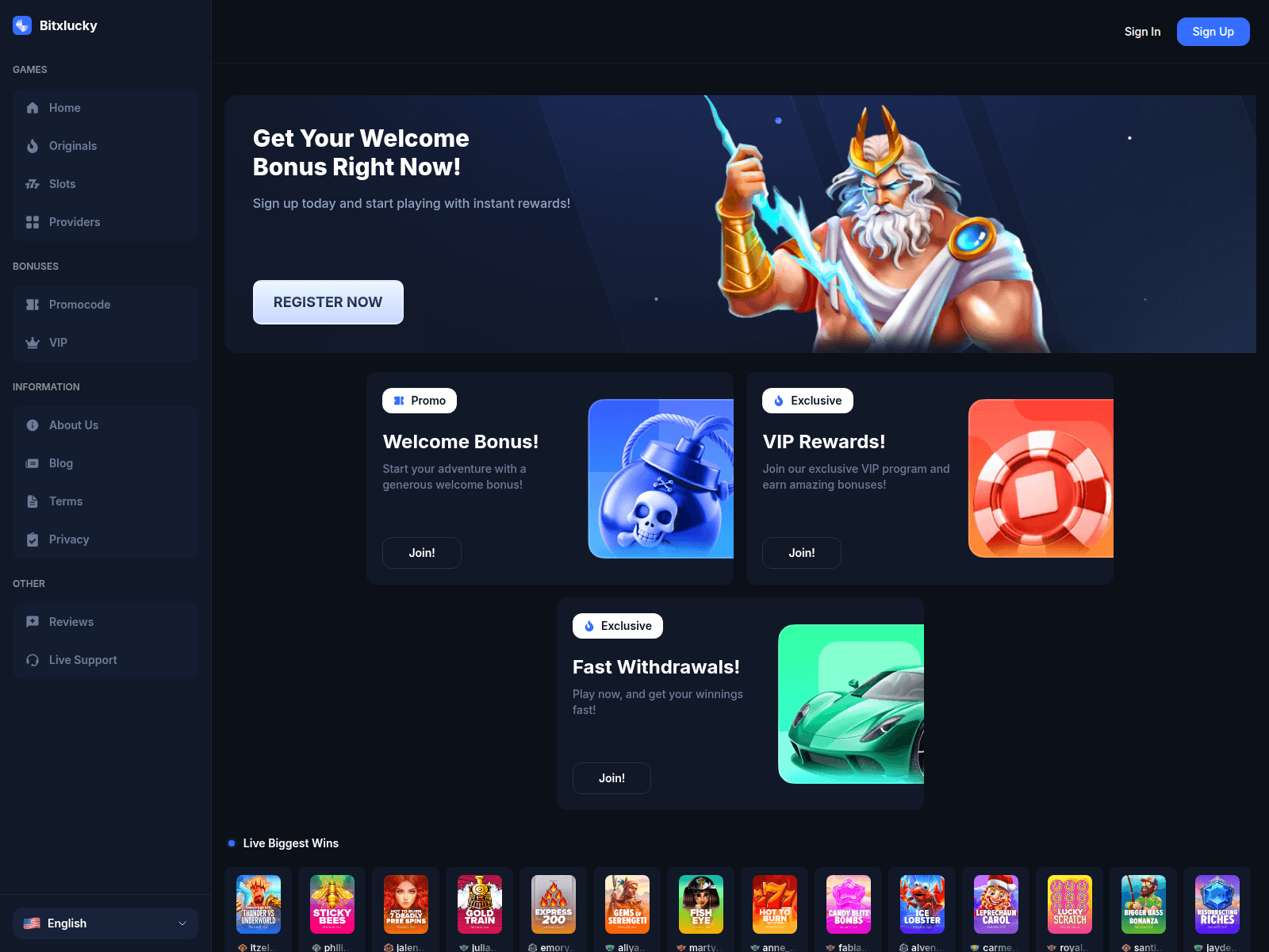 Screenshot of bitxlucky.vip
