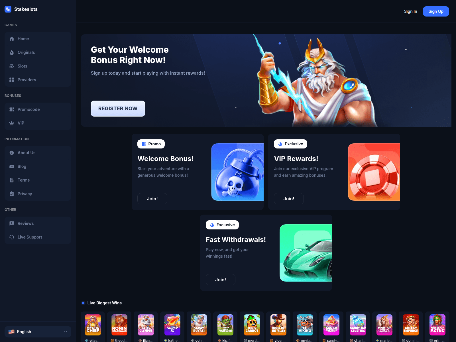Screenshot of stakeslots.pro