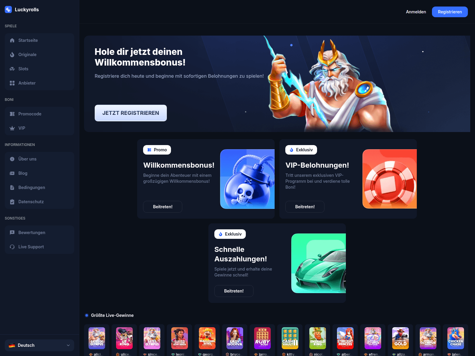 Screenshot of luckyrolls.pro