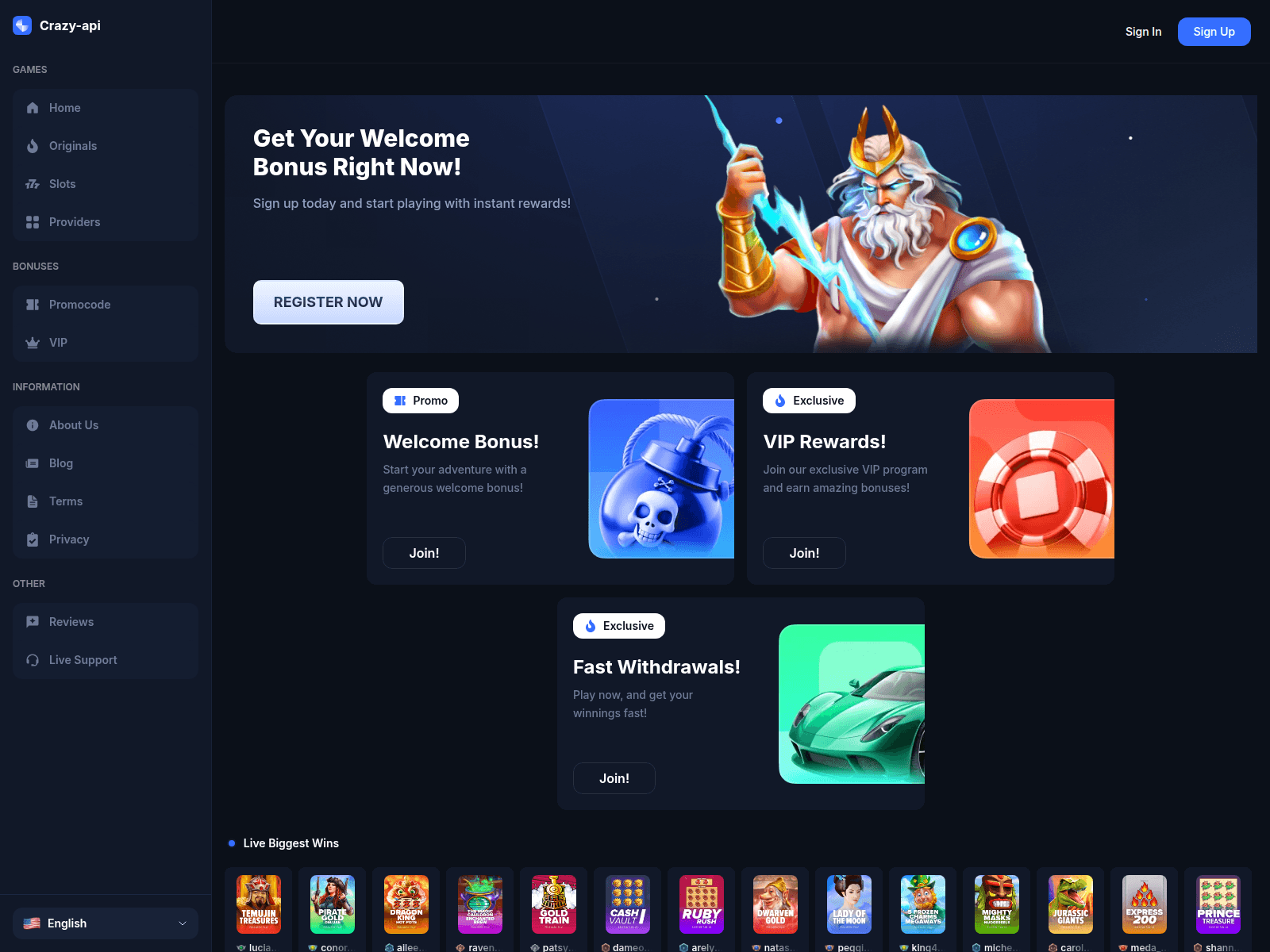 Screenshot of crazy-api.world