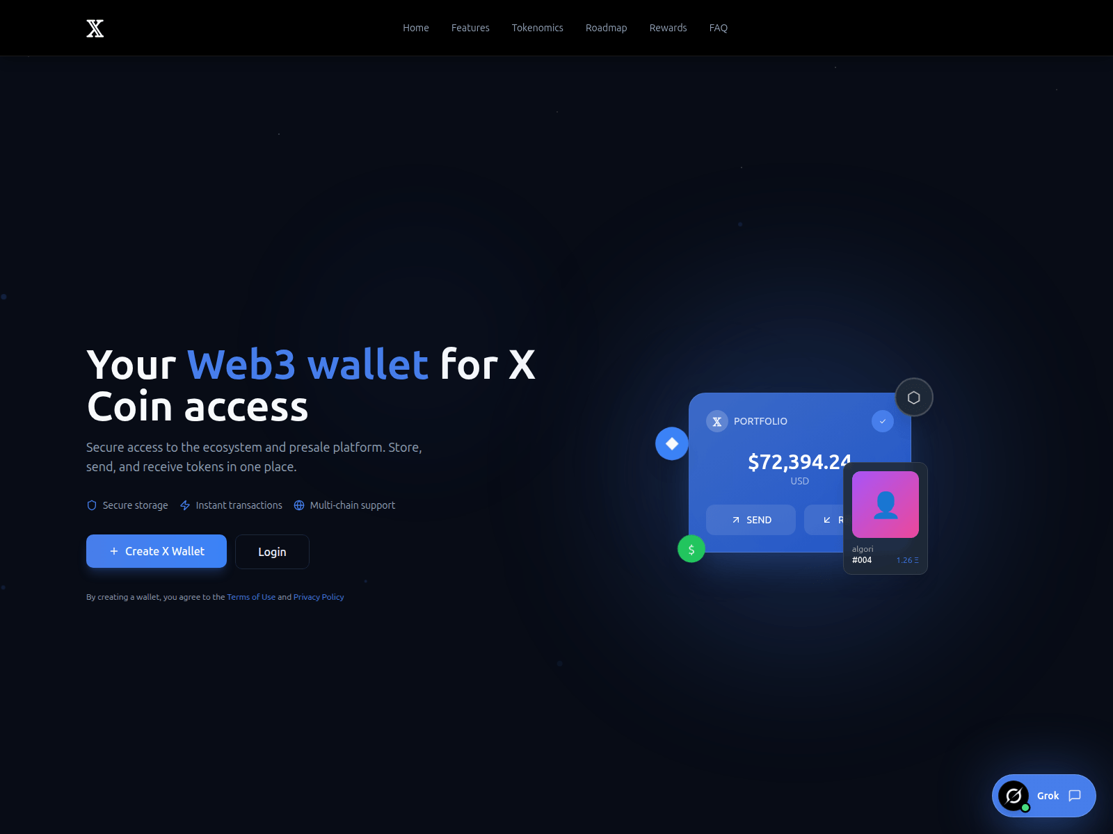 Screenshot of xchain-wallet.com/auth