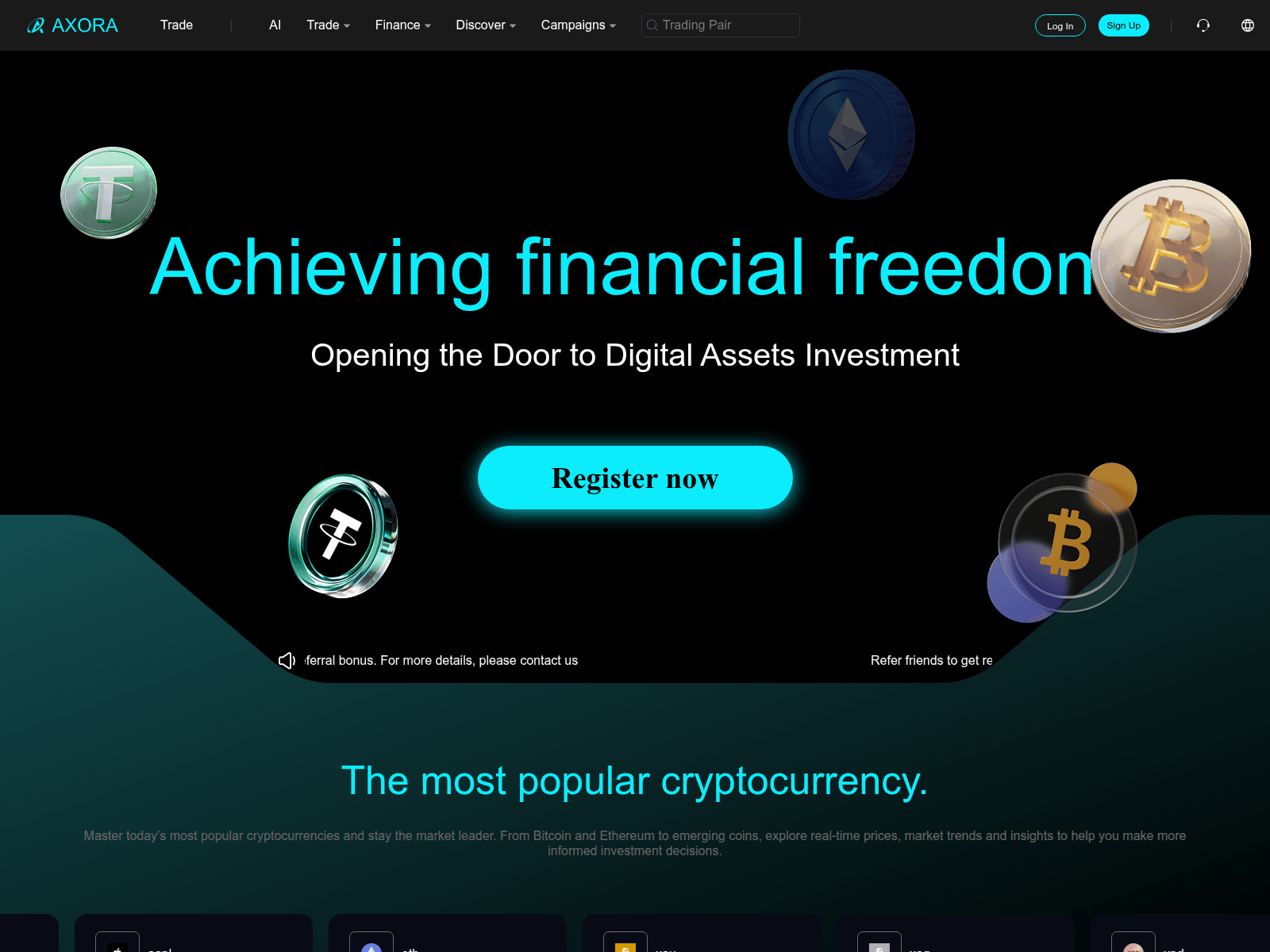 Screenshot of axoracoin.com