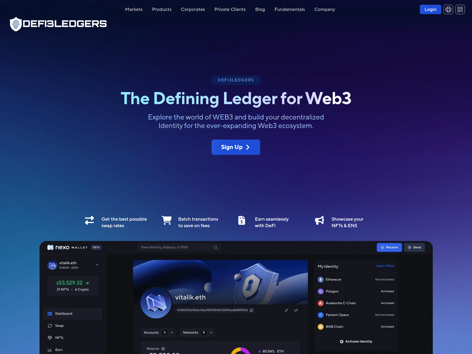 Screenshot of defi3ledgers.live