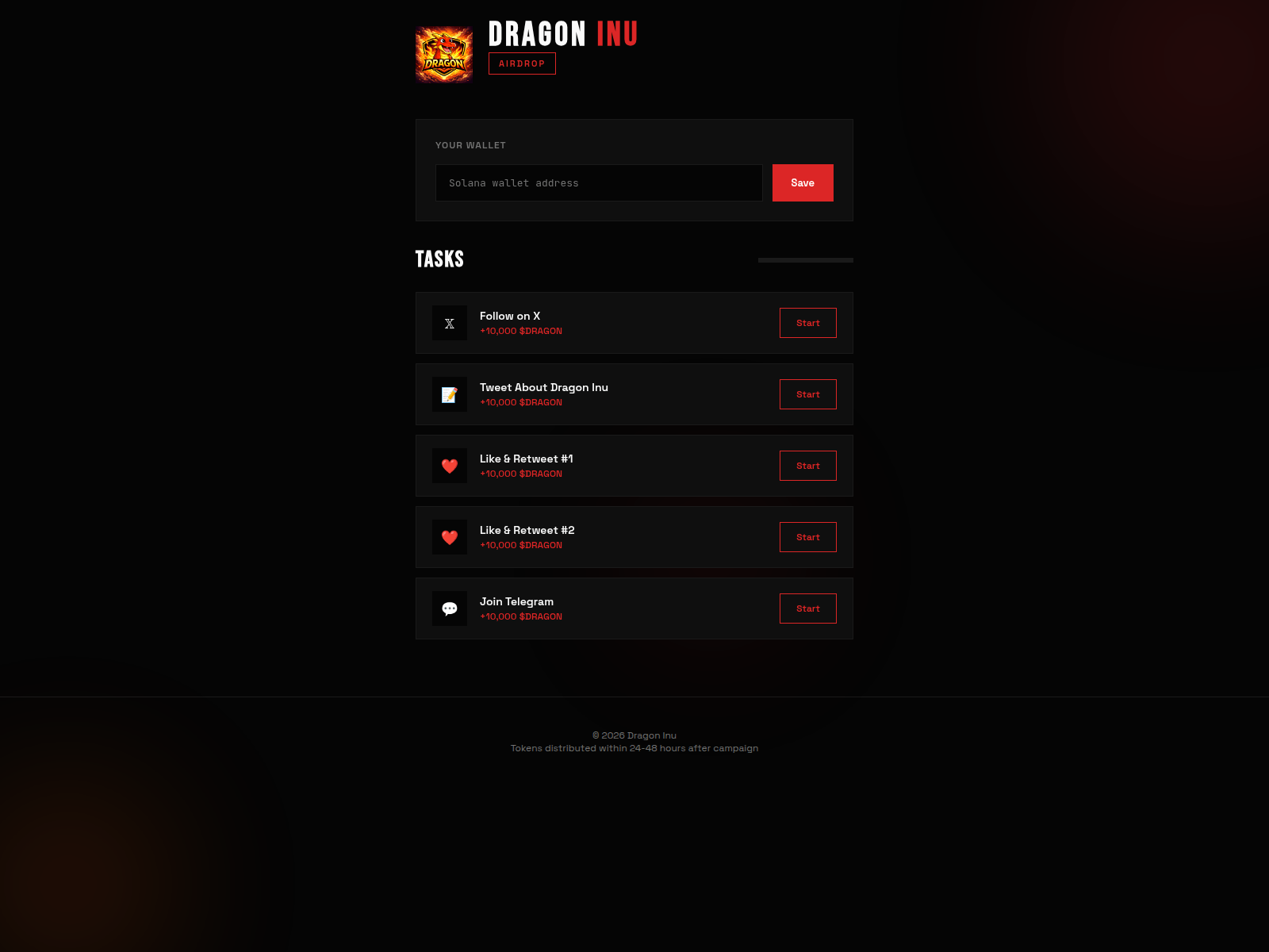 Screenshot of dragoninu.fun/airdrop