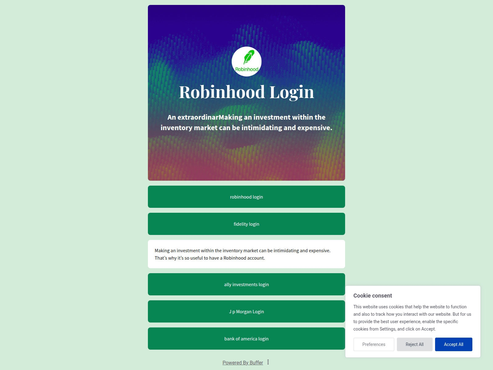Screenshot of robinhoodlogin.start.page