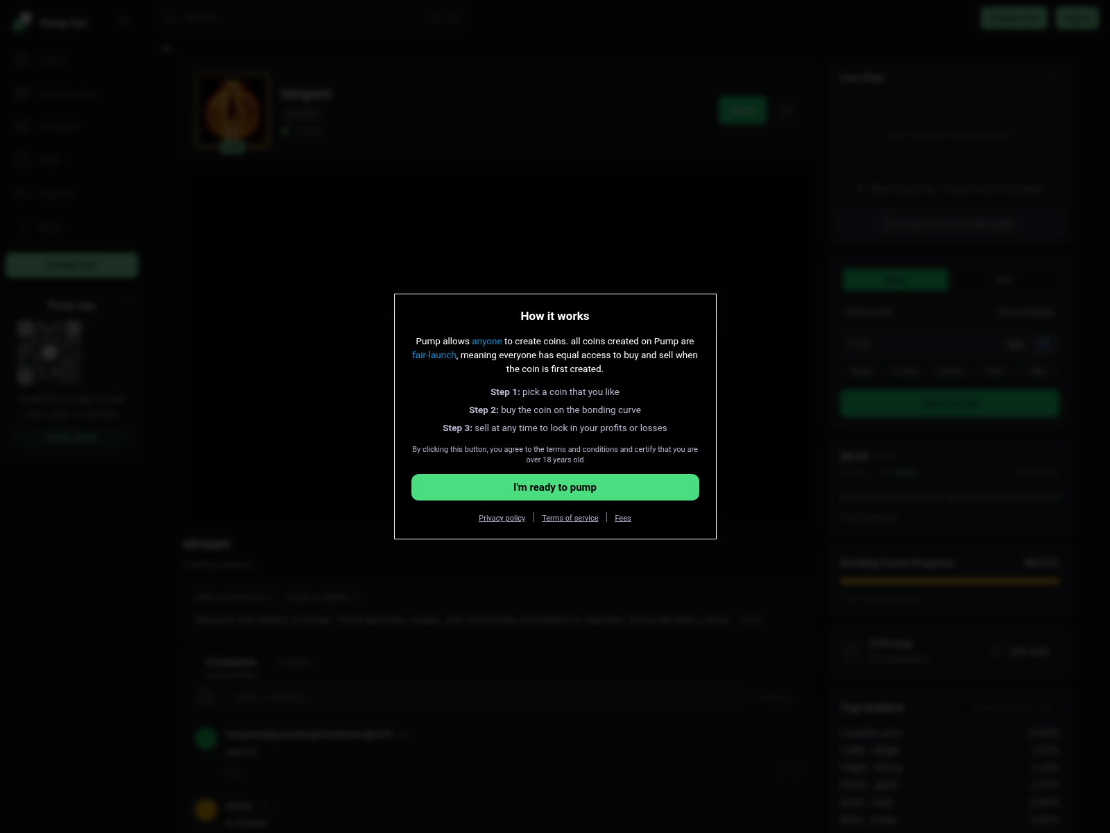 Screenshot of pumpb.fun