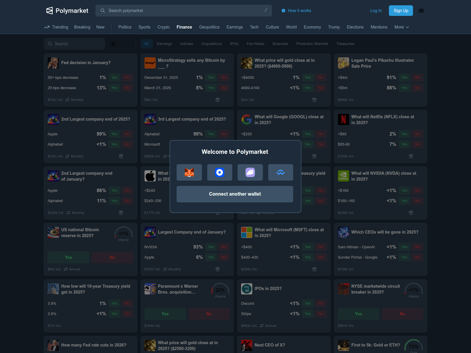 Screenshot of pollymarkets.io