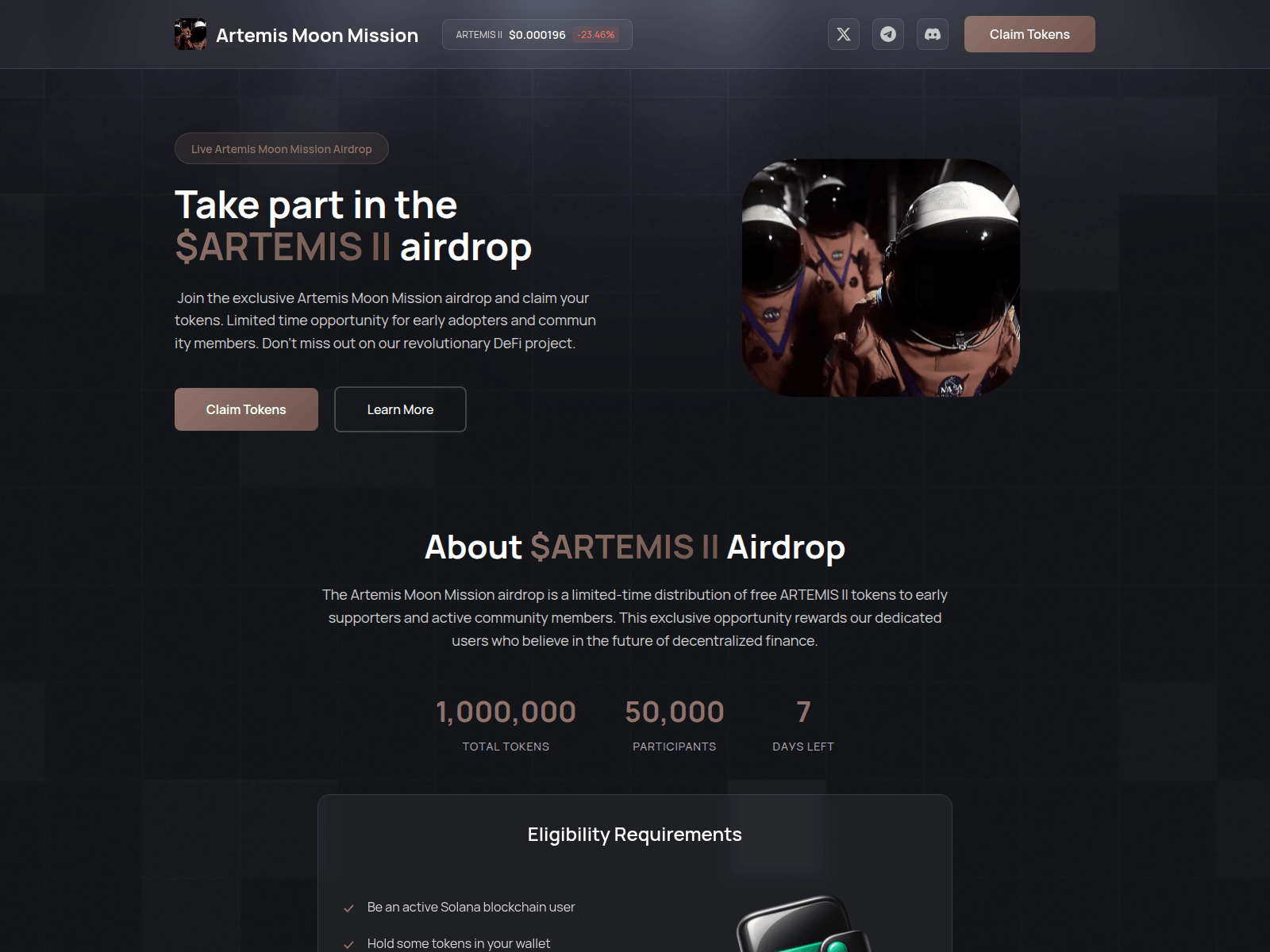 Screenshot of event-artemis.fun