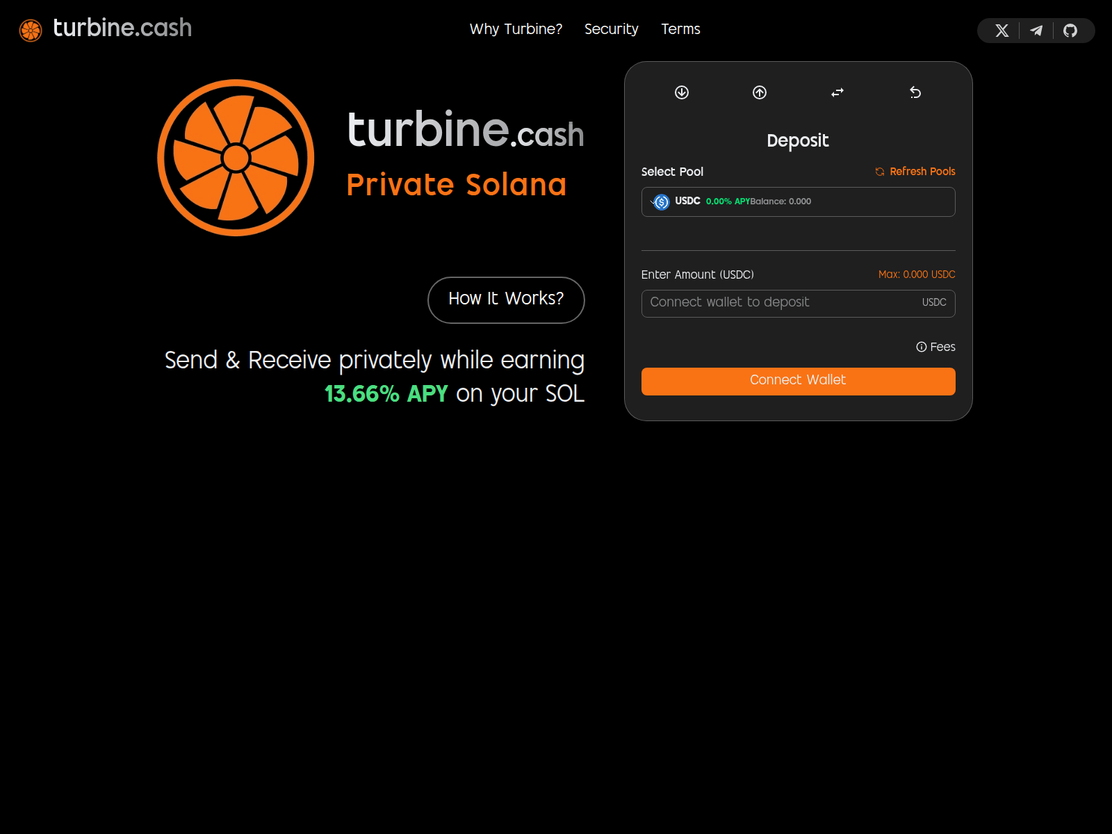 Screenshot of turbinecash.net
