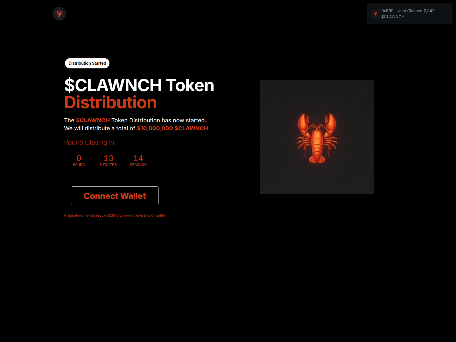 Screenshot of clawnch-allocation.xyz