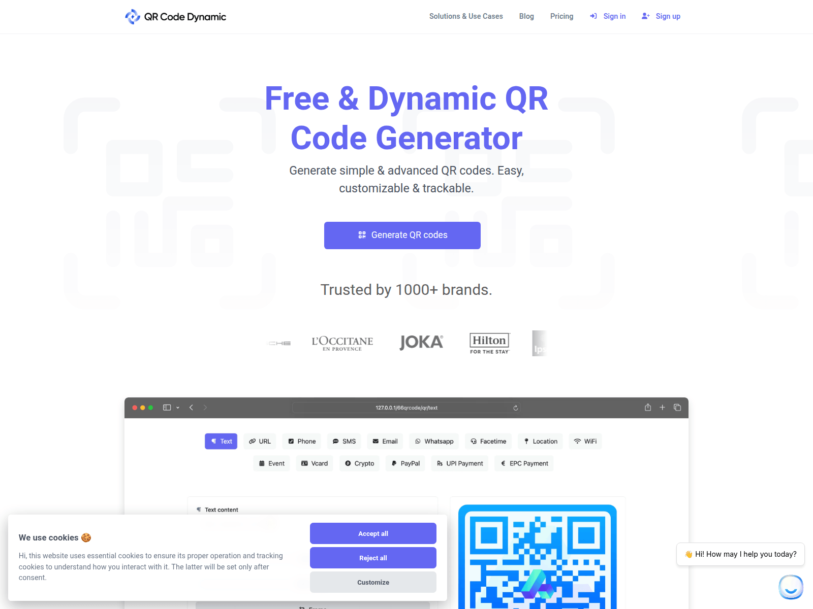 Screenshot of qrcodedynamic.com