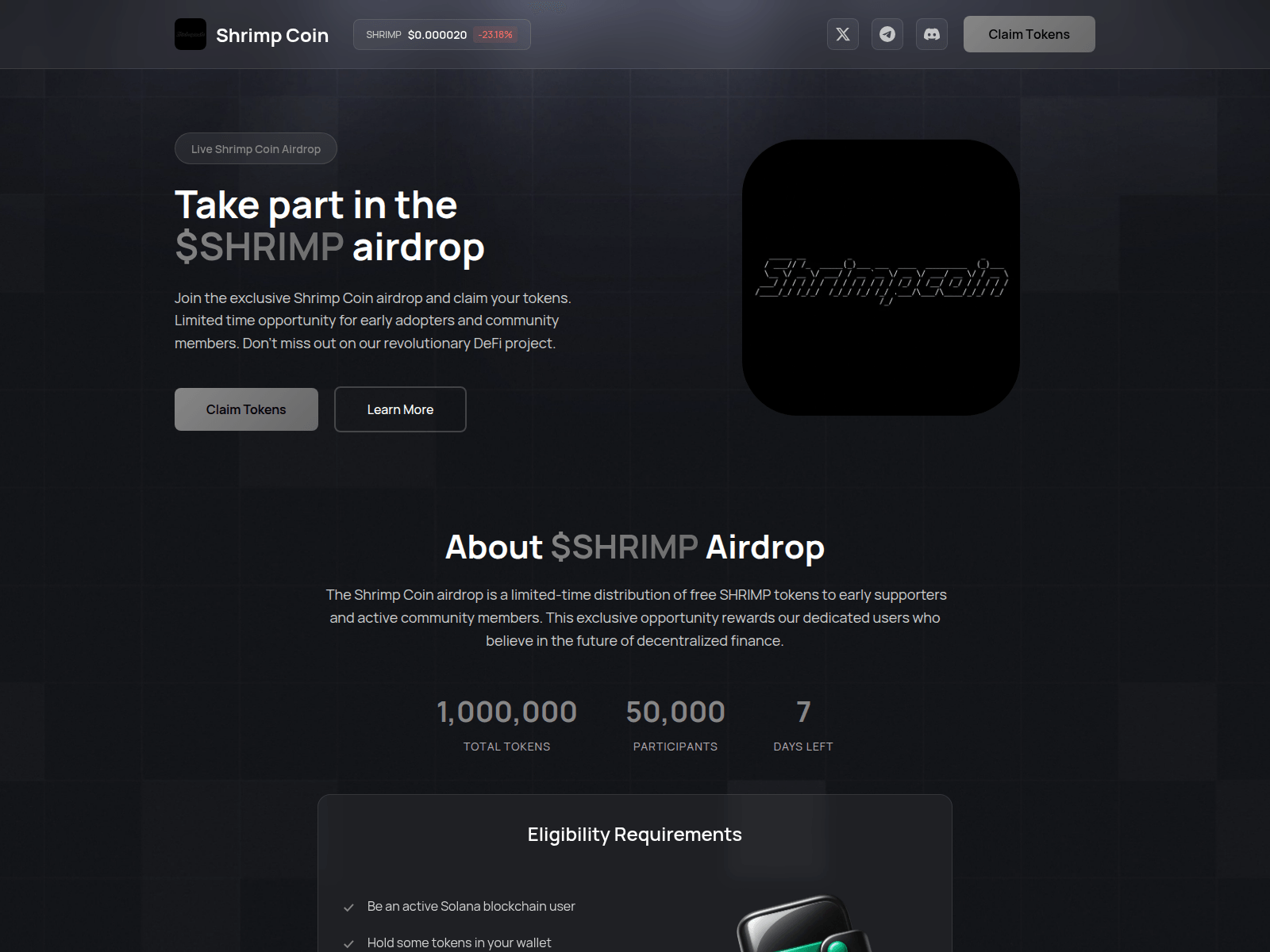 Screenshot of event-shrimpcoin.fun