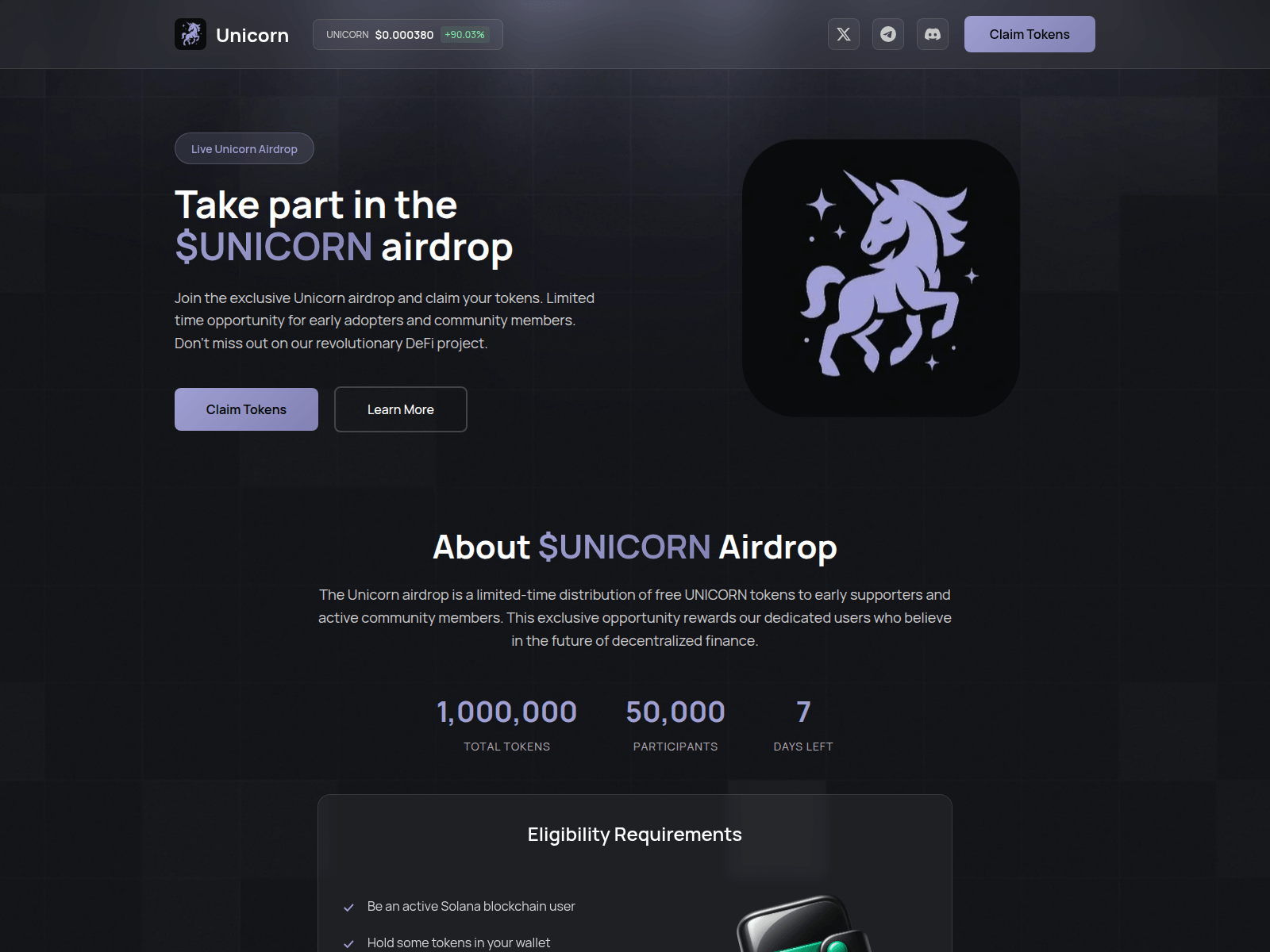 Screenshot of event-unicorn.fun