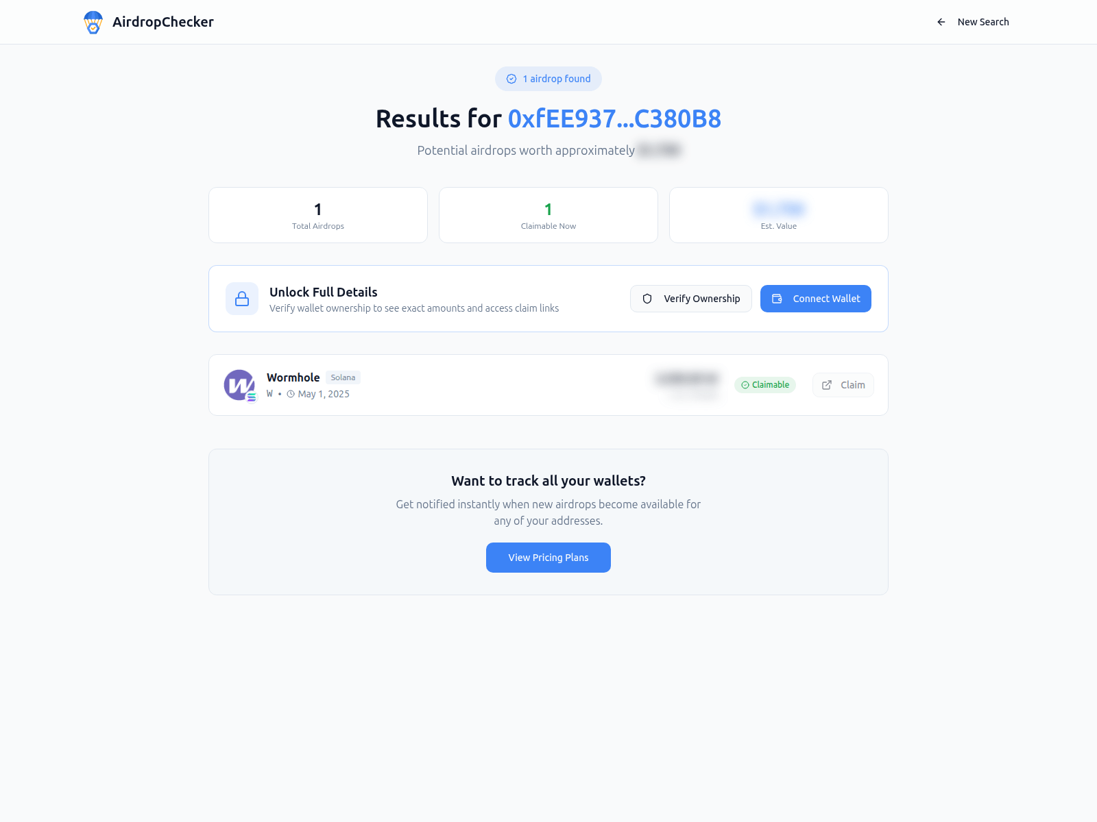 Screenshot of airdrop-checker.net