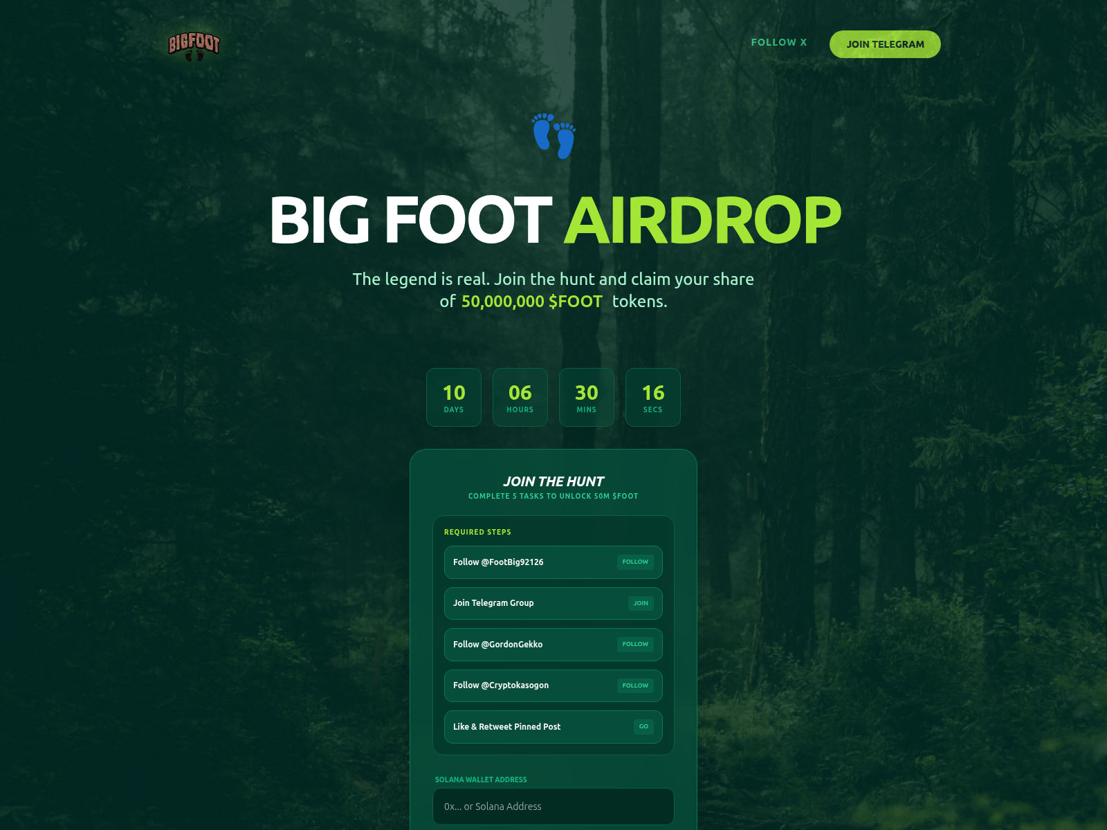 Screenshot of airdrop.bigfootai.tech