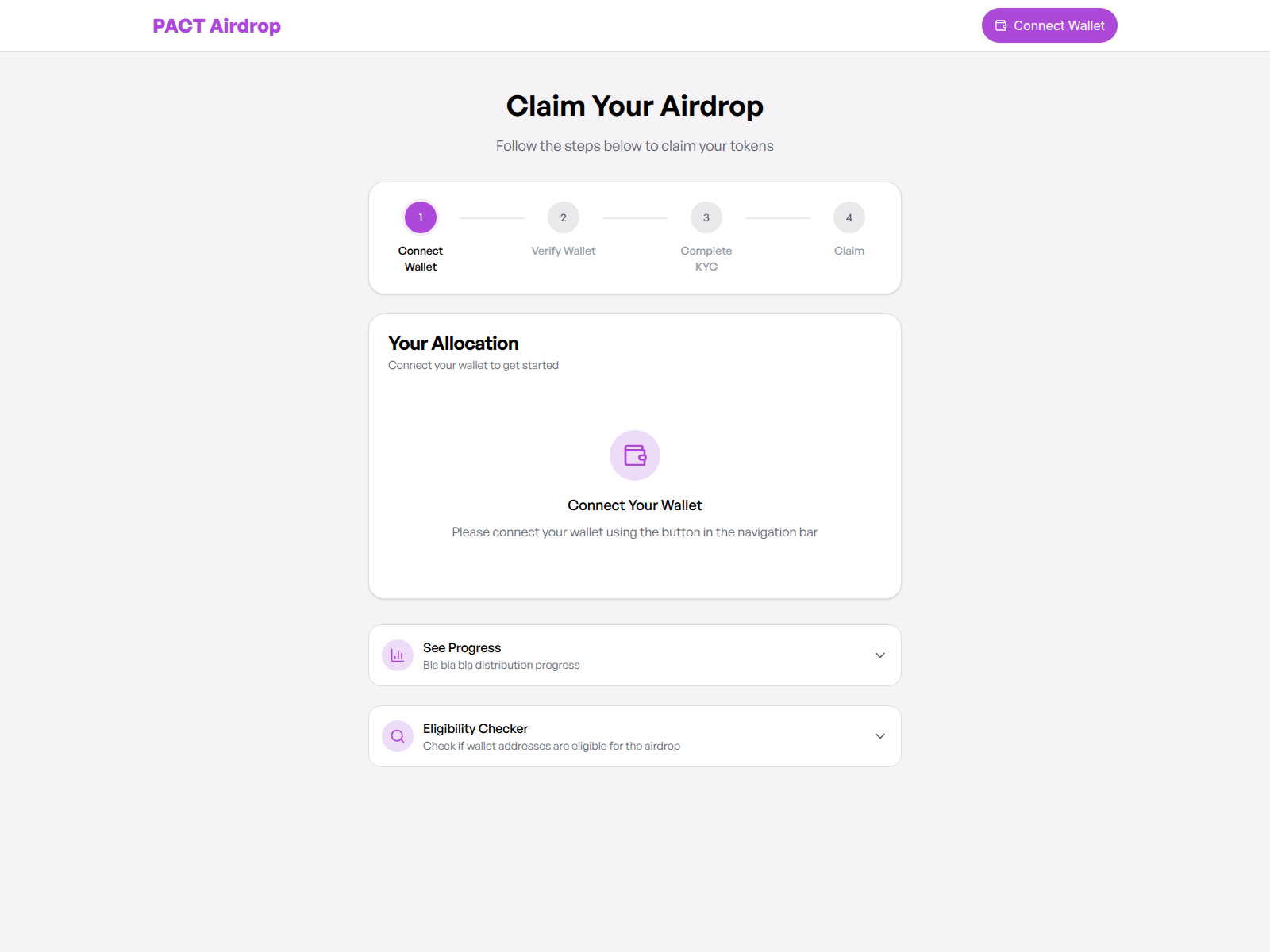 Screenshot of airdrop.pactfoundation.com