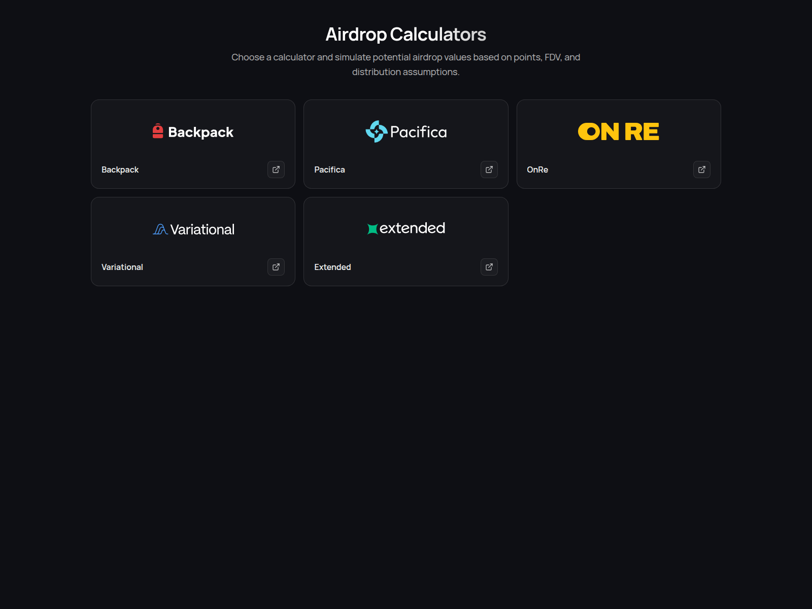 Screenshot of airdropcalculator.xyz